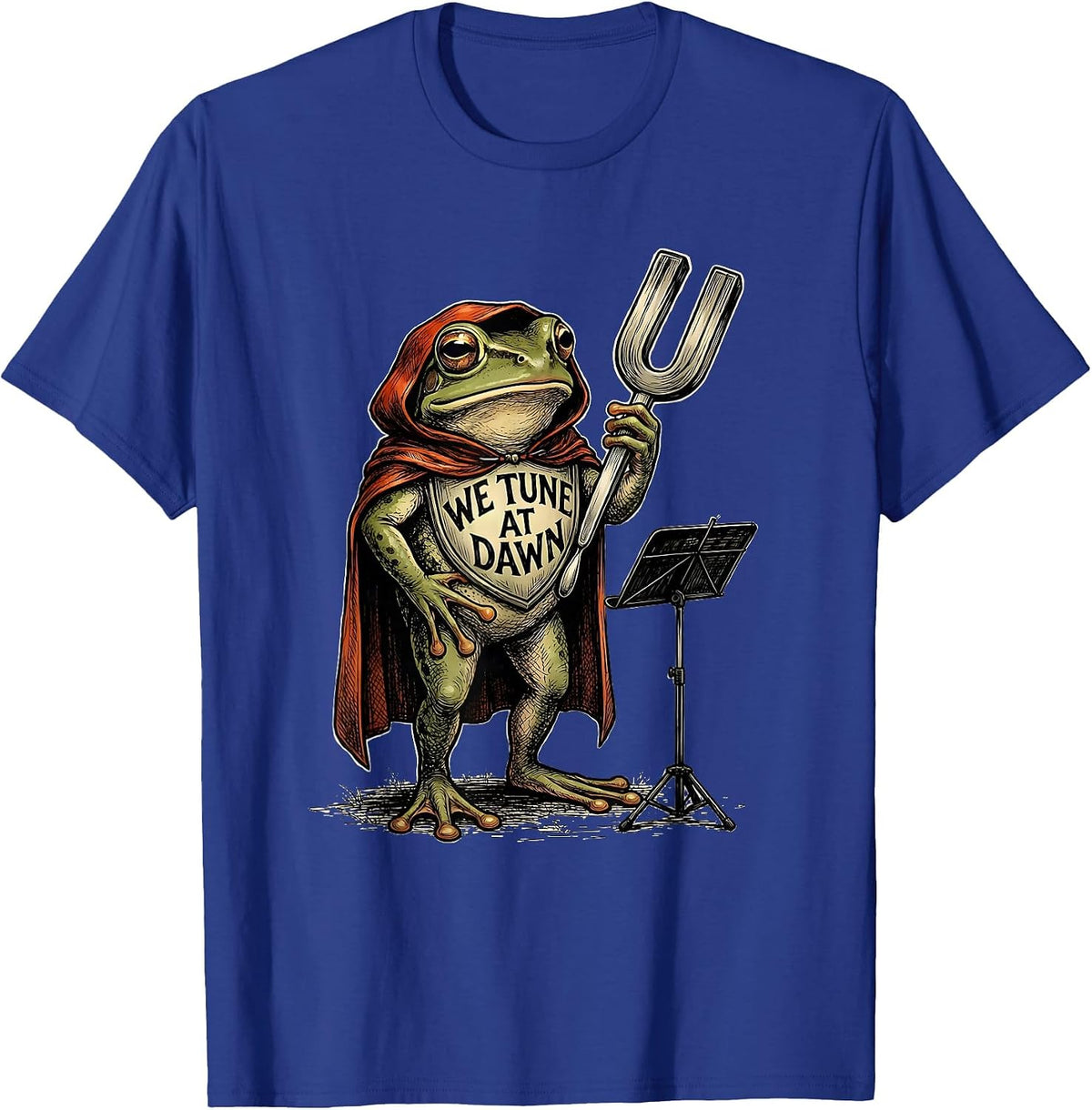 We Tune At Dawn Bold Frog Teacher Back To School Humor T-Shirt - Royal Blue