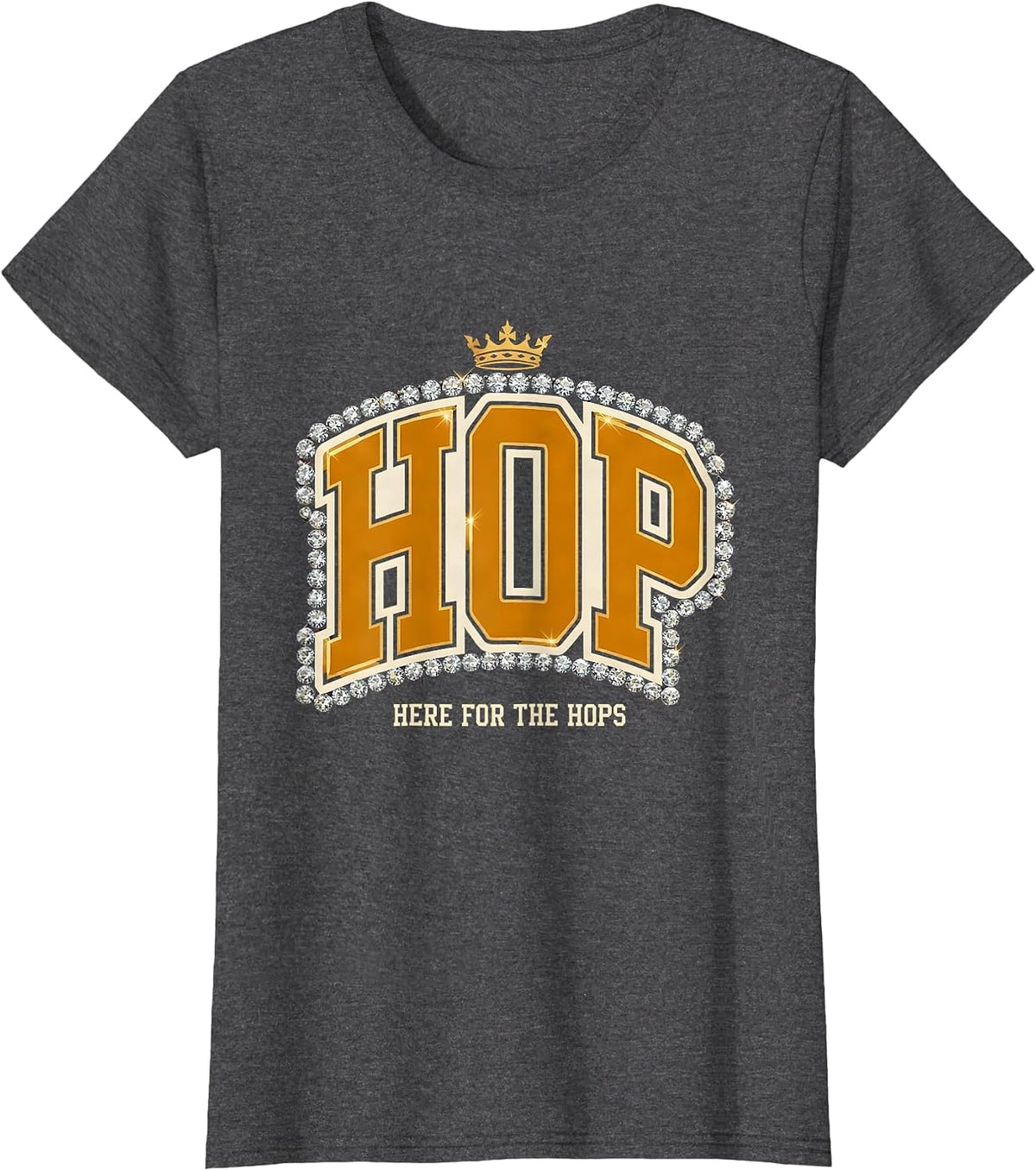 Women's Here for the Hops Oktoberfest Beer Design T-Shirt - Dark Heather Grey