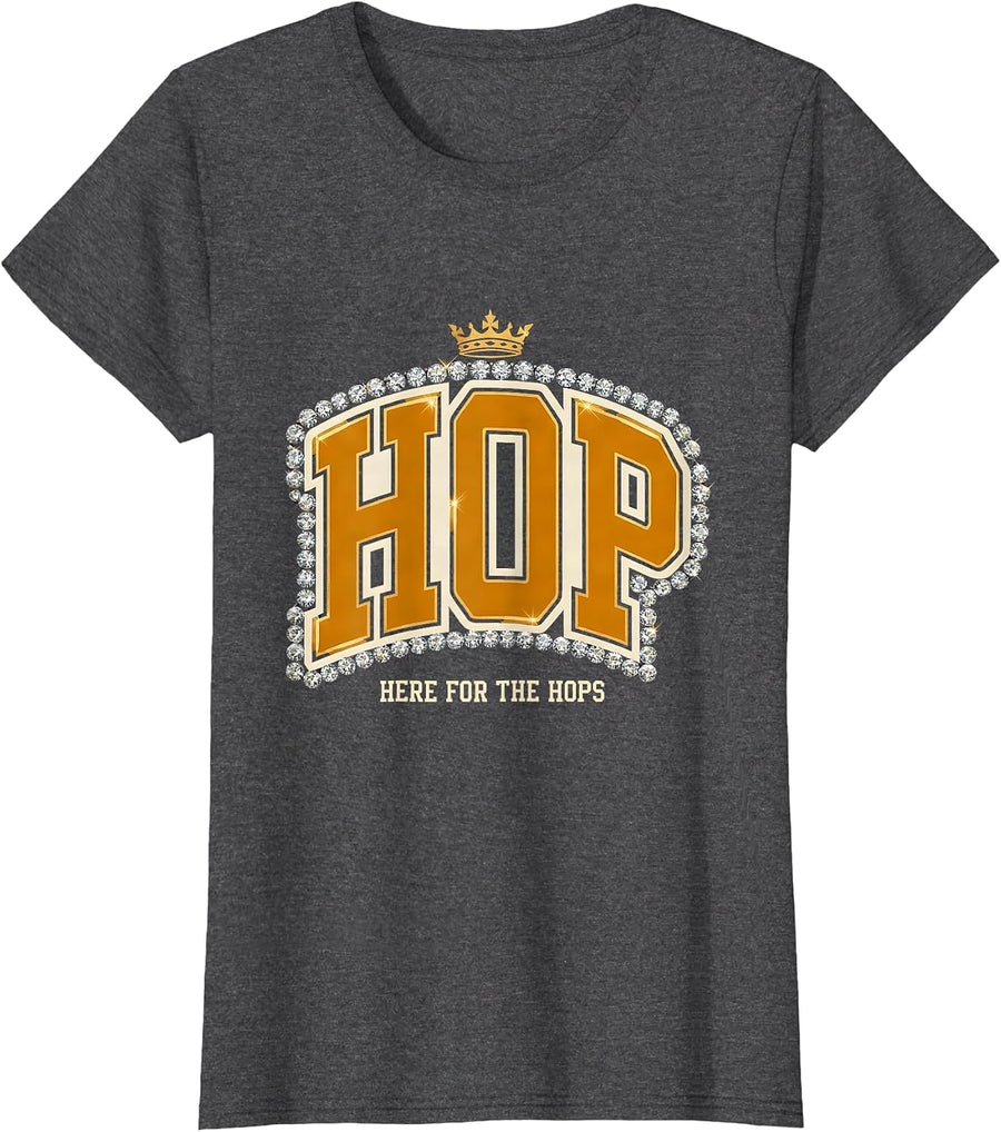 Women's Here for the Hops Oktoberfest Beer Design T-Shirt - Dark Heather Grey
