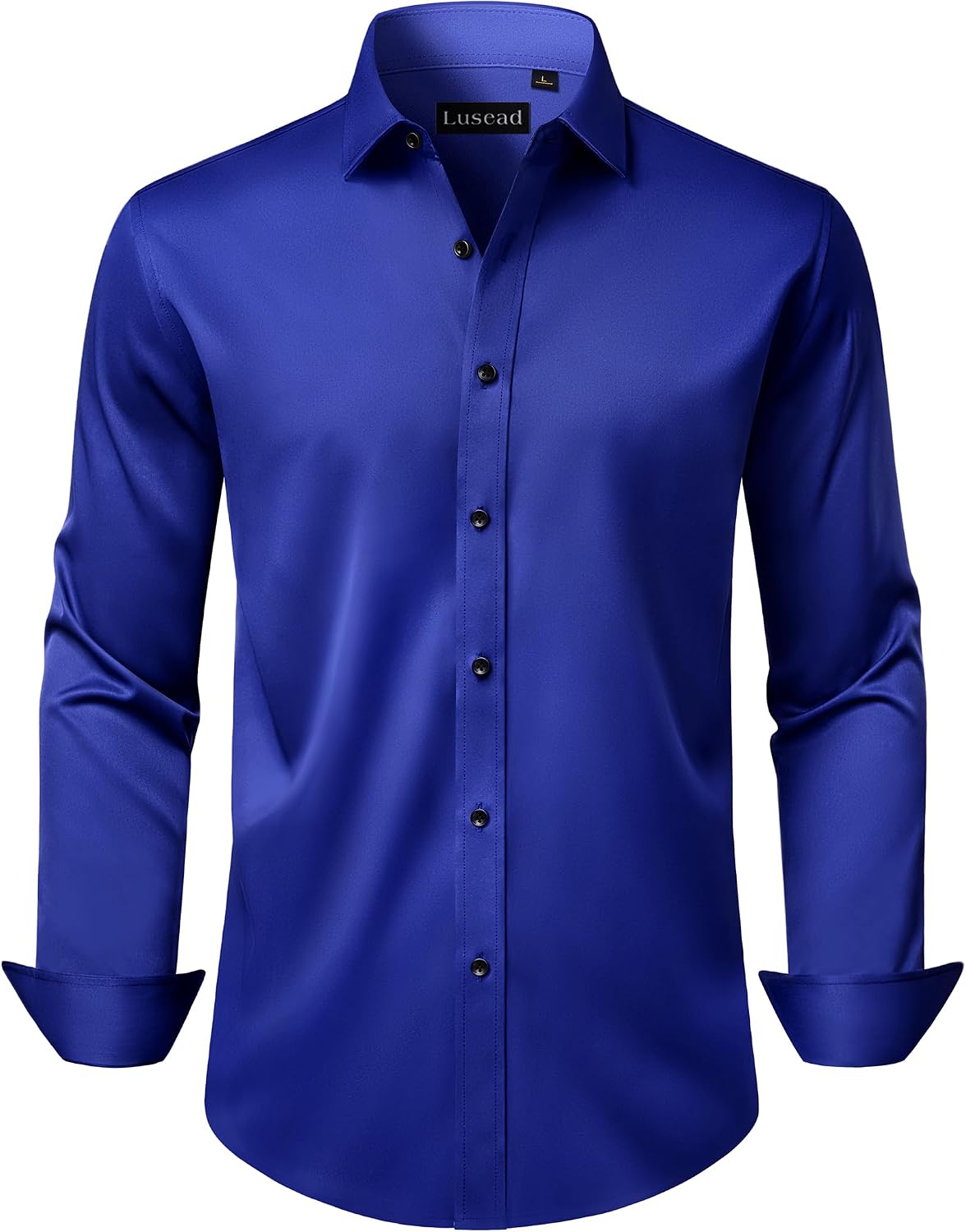 Men's Dress Shirts Long Sleeve Stretch Wrinkle Free Wedding Formal Business Button Down Shirt - Royal Blue