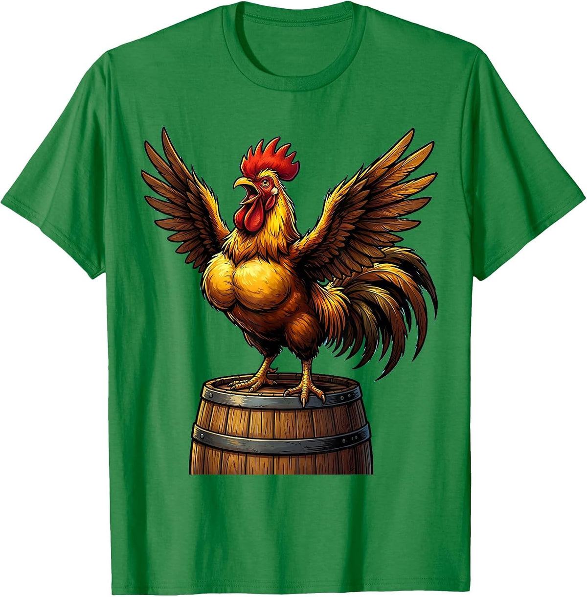 Men's Rooster on a Keg Craft Beer Illustration T-Shirt - Kelly Green