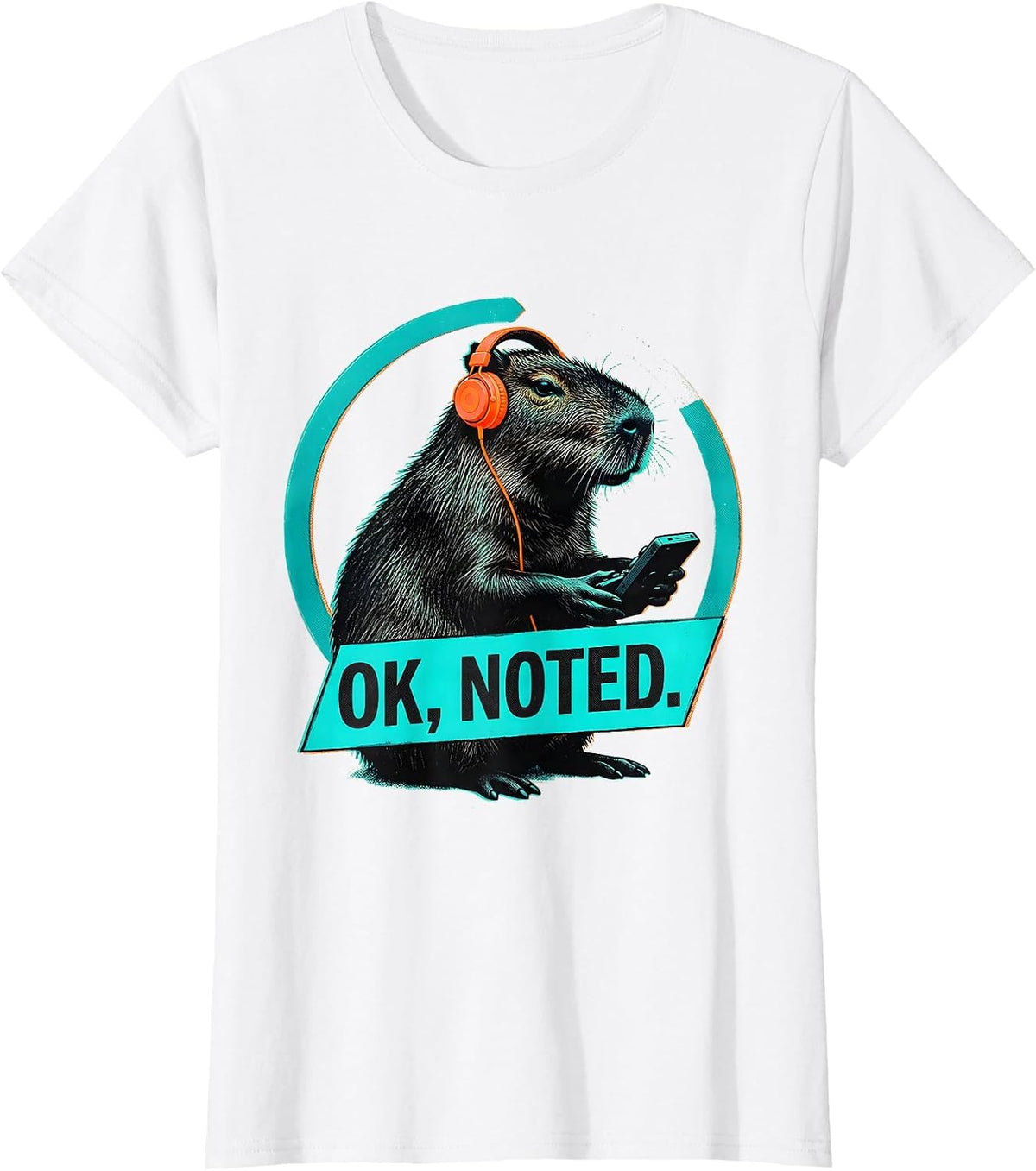 OK, NOTED Risograph Capybara Gamer Meme Humor T-Shirt - White