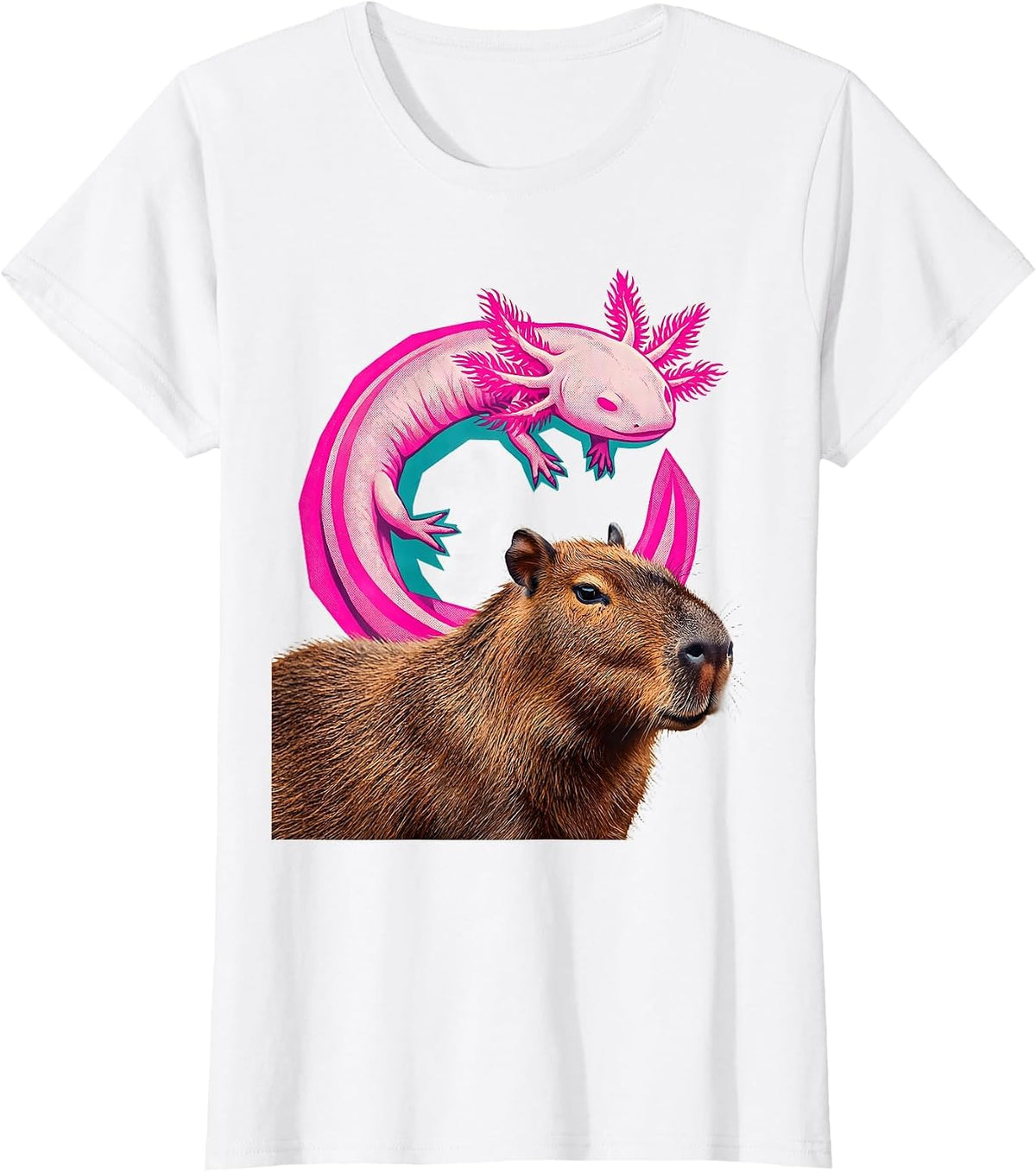 Women's Capybara Axolotl Kawaii Animal Lover Kids Gift T-Shirt - White