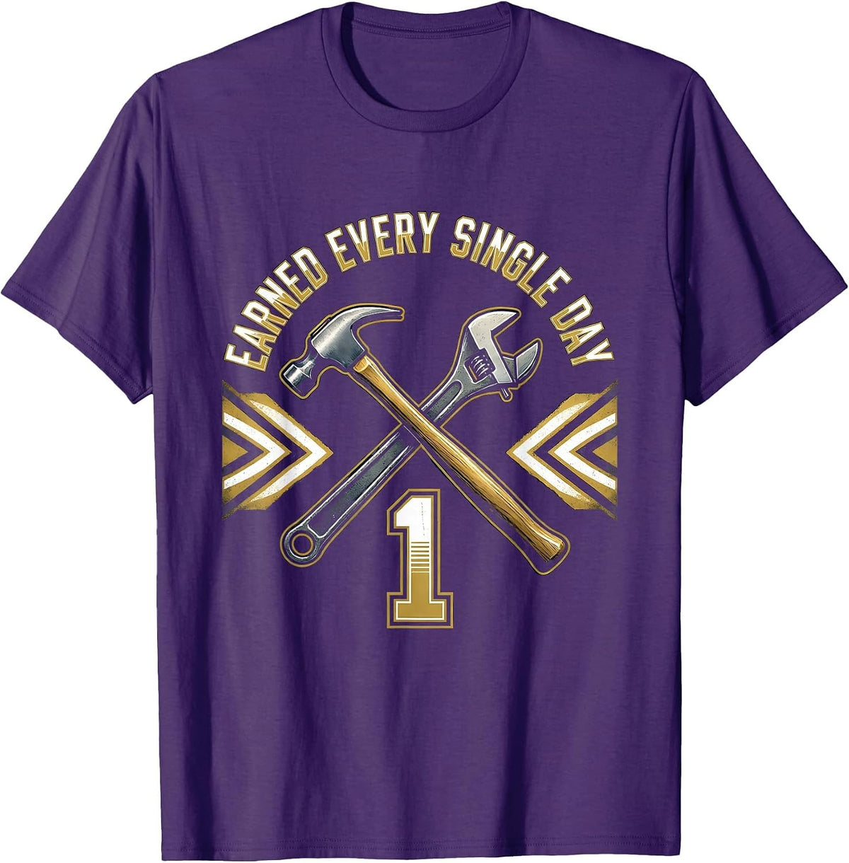 Earned Every Single Day Labor Day Graphic Design T-Shirt - Purple