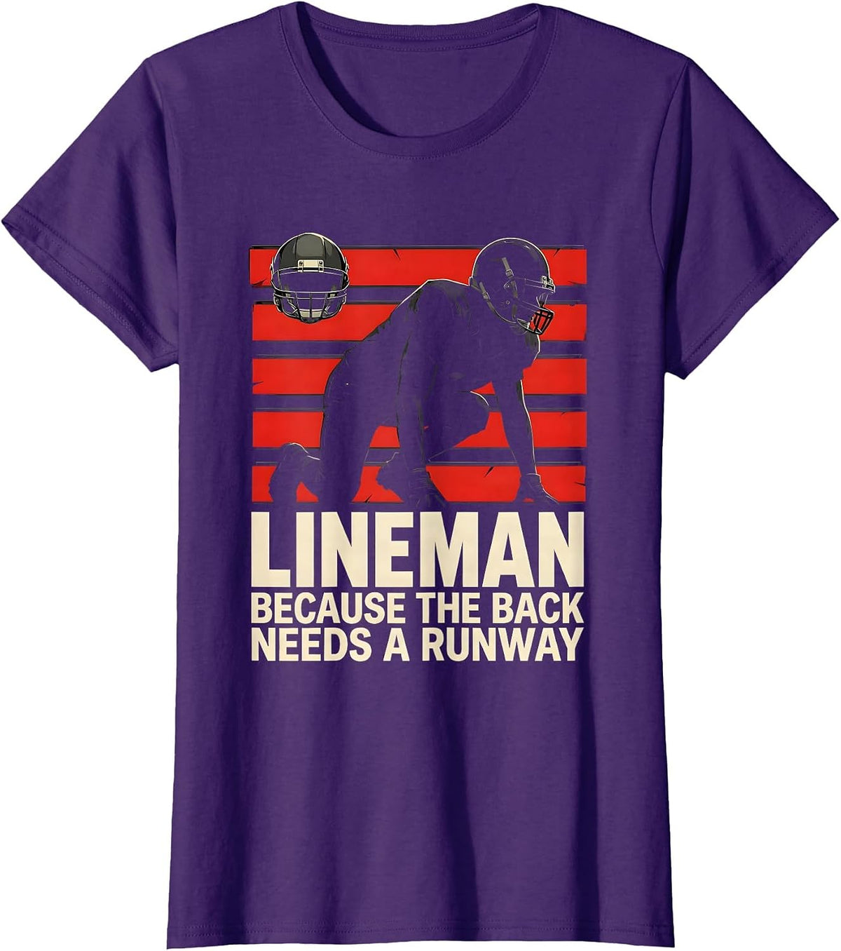 Women's Lineman Because The Back Needs A Runway Funny T-Shirt - Purple