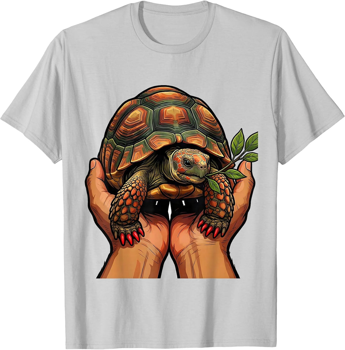 Men's Friendly Red-Footed Tortoise Cartoon Reptile Lover Gift T-Shirt - Silver Grey