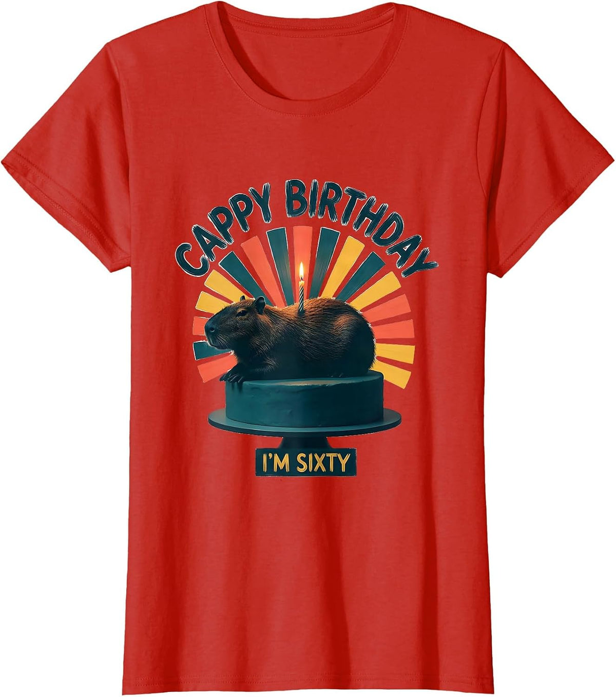 Women's Cappy Birthday I'm Sixty Kawaii Pun Capybara Lover Gift T-Shirt - Red
