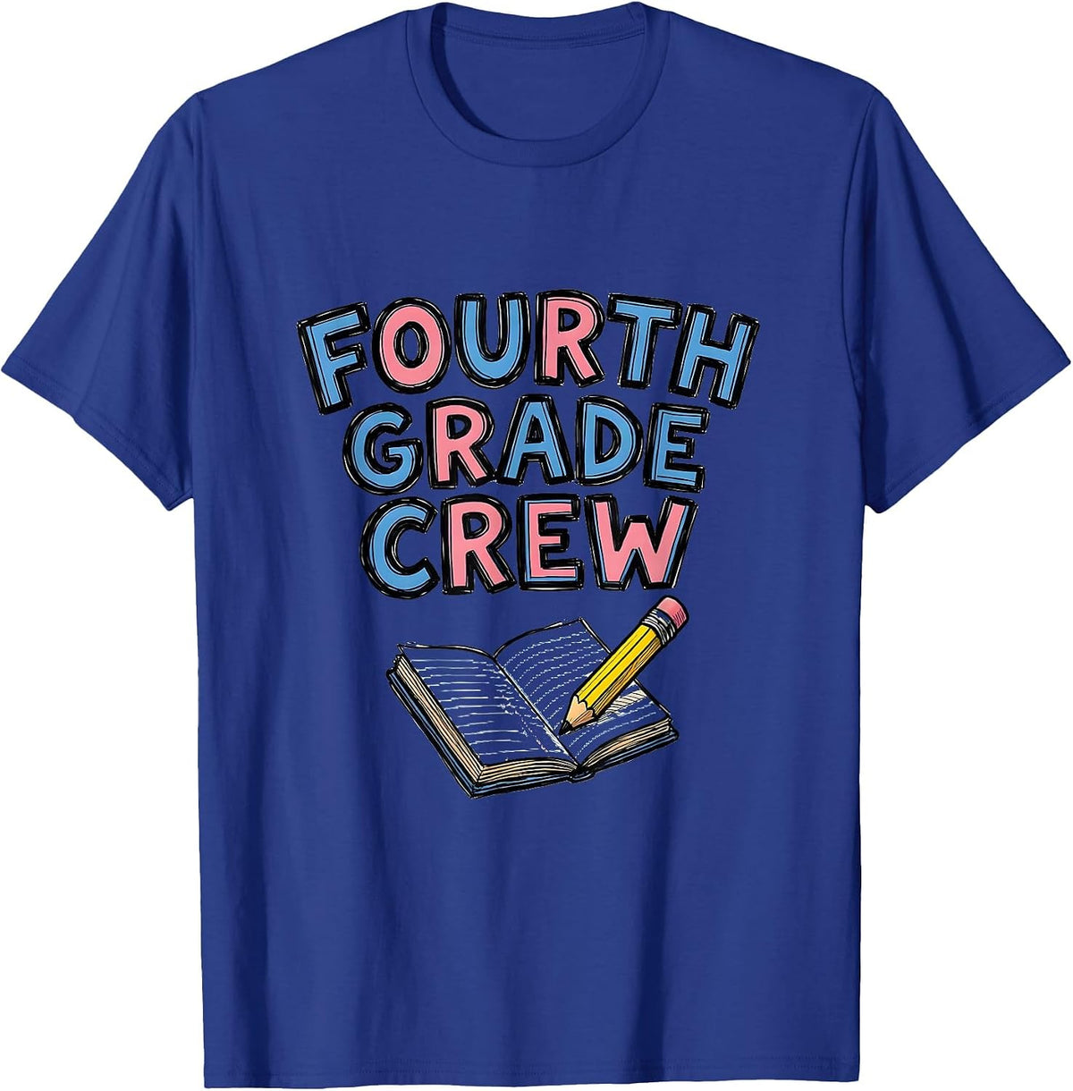 Men's Fourth Grade Crew Back to School Teacher Student Kids T-Shirt - Royal Blue