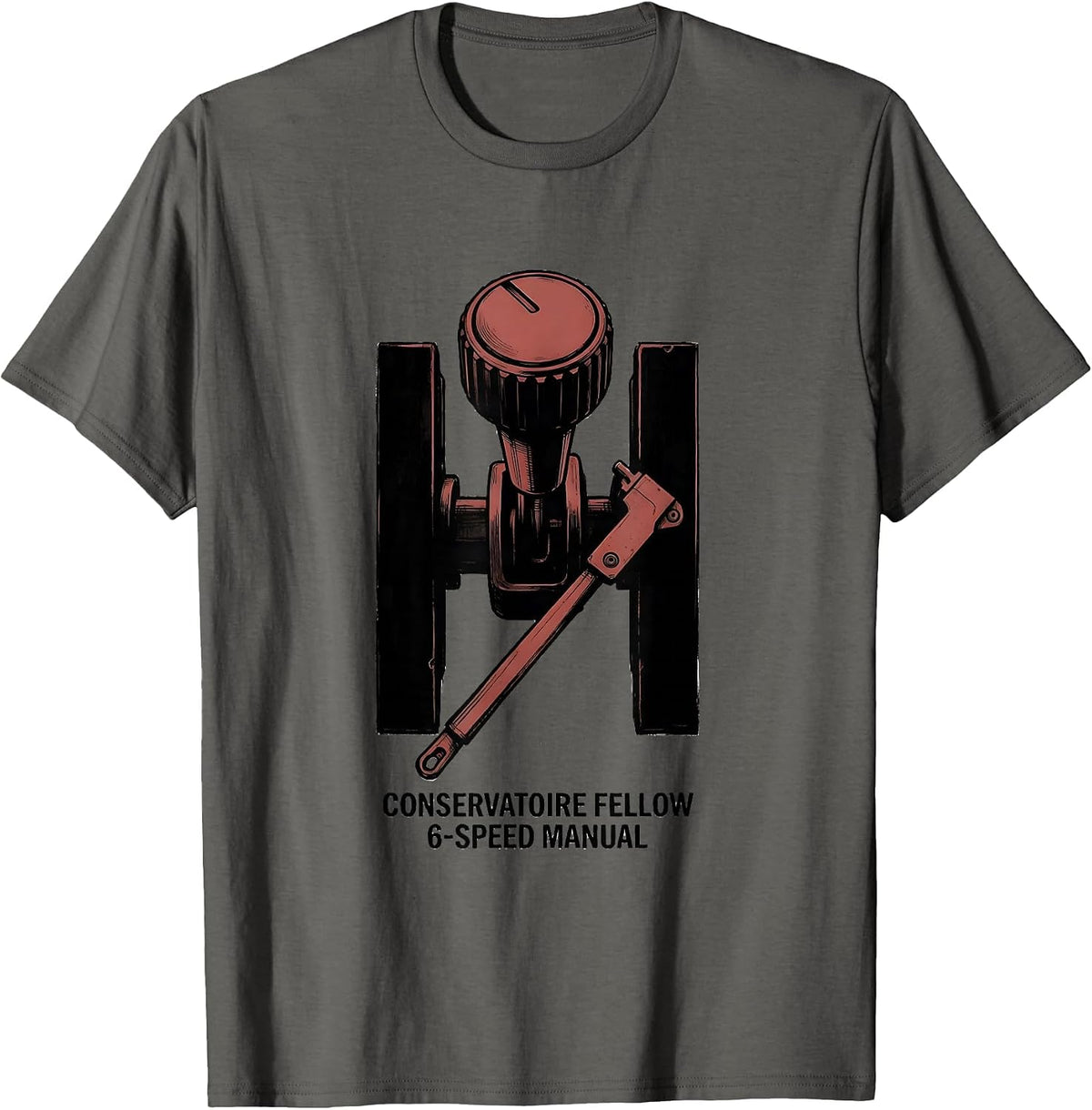 Conservatoire Fellow 6-Speed Manual Funny Car Guy Mechanic T-Shirt - Asphalt Grey