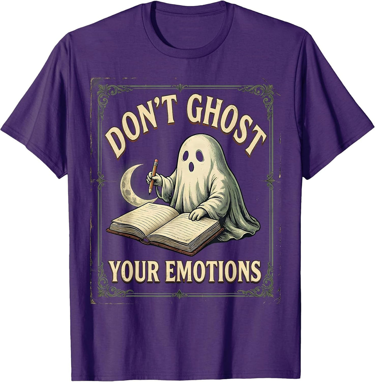 Men's Don't Ghost Your Emotions Vintage Ghost Mental Health T-Shirt - Purple