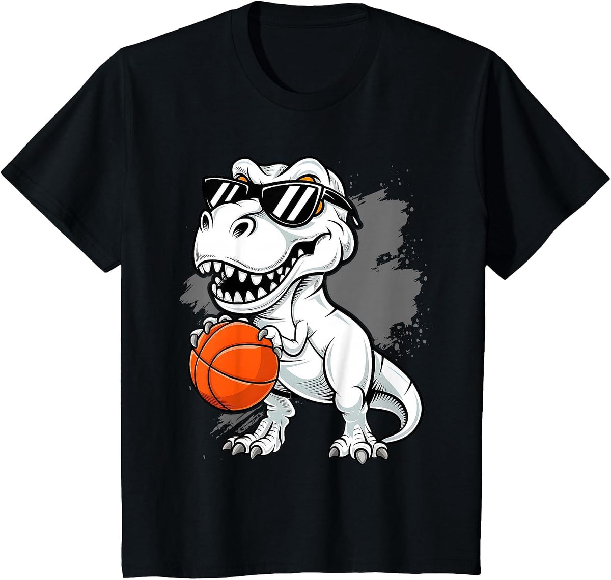 Trex Dinosaur Basketball Cute Sport Toddler Player Kids Boys T-Shirt - Black