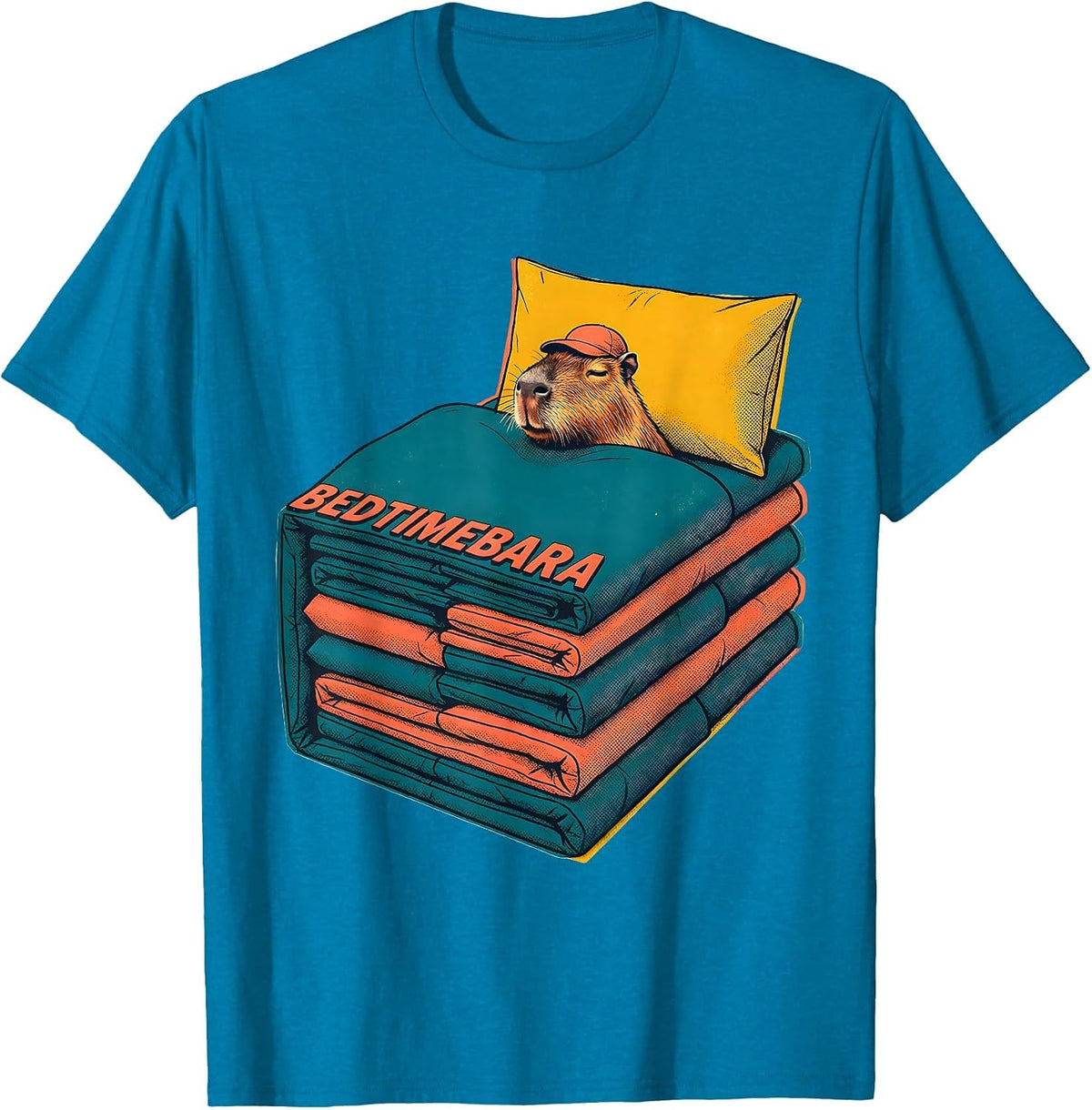 Bedtimebara Cute Capybara Sleep Humor Kids Adults T-Shirt - Sapphire Blue