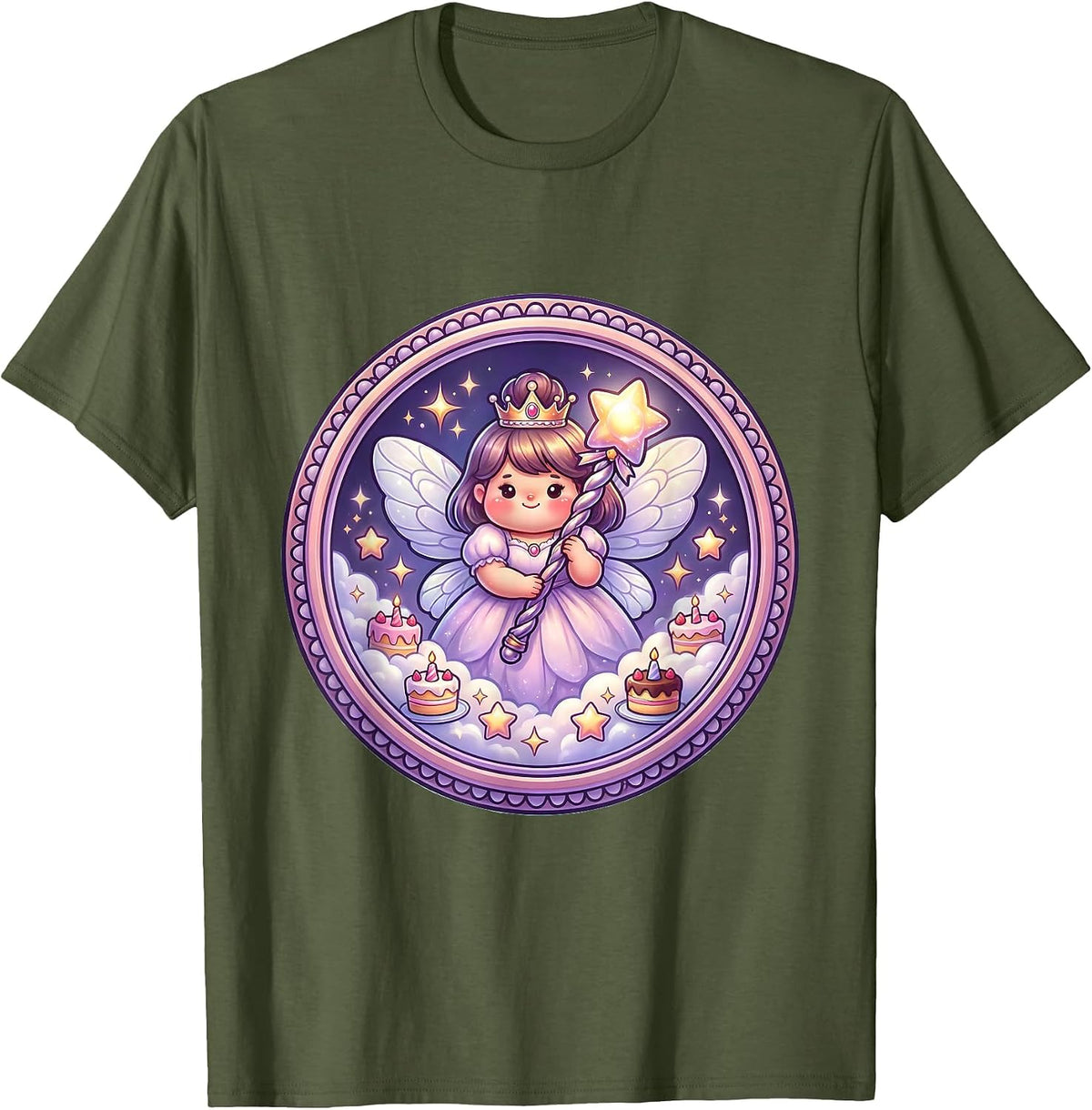 9th Birthday Fairy Godmother Wish Sparkles T-Shirt - Olive Green