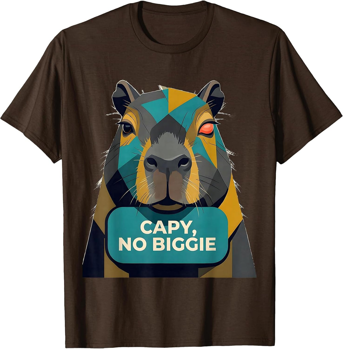 Men's Capy, No Biggie Funny Capybara Meme Gamer Humor T-Shirt - Brown