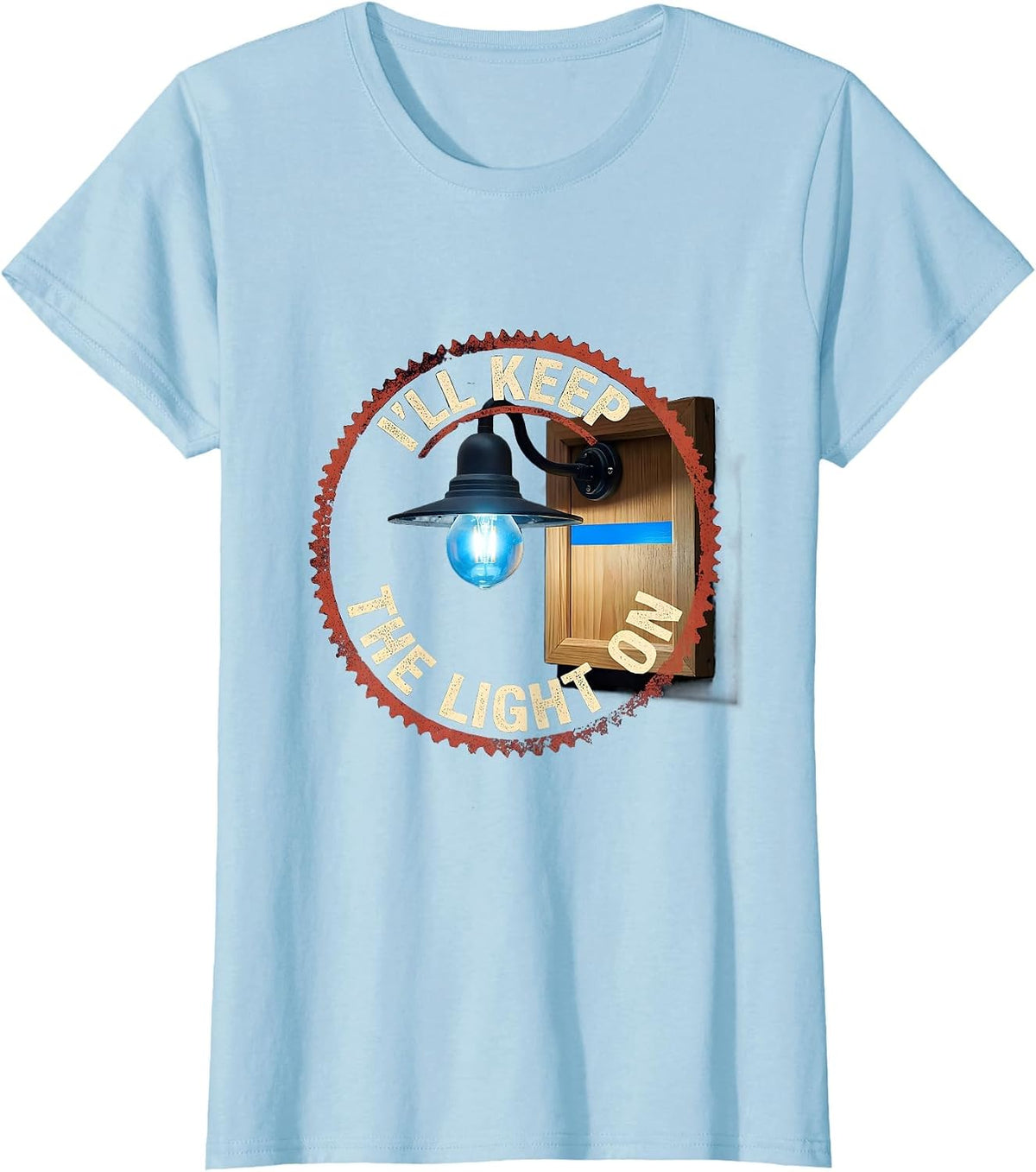 Women's I'll Keep the Light On Thin Blue Line Police Support T-Shirt - Baby Blue