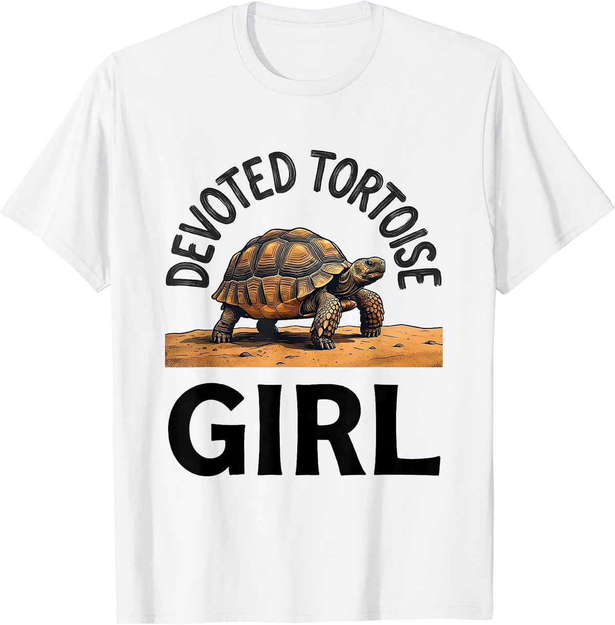 Men's Devoted Tortoise Girl Bold Typography Animal Lover Gift T-Shirt - White