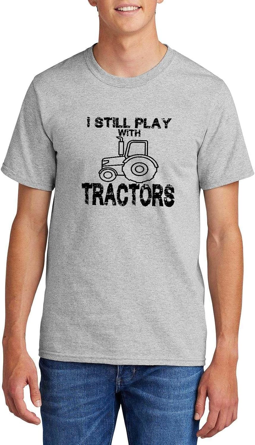 I Still Play with Tractors Tractor Graphic Top Cotton Tee Adult Youth Tall Men Women - Mens Crew Ash Grey