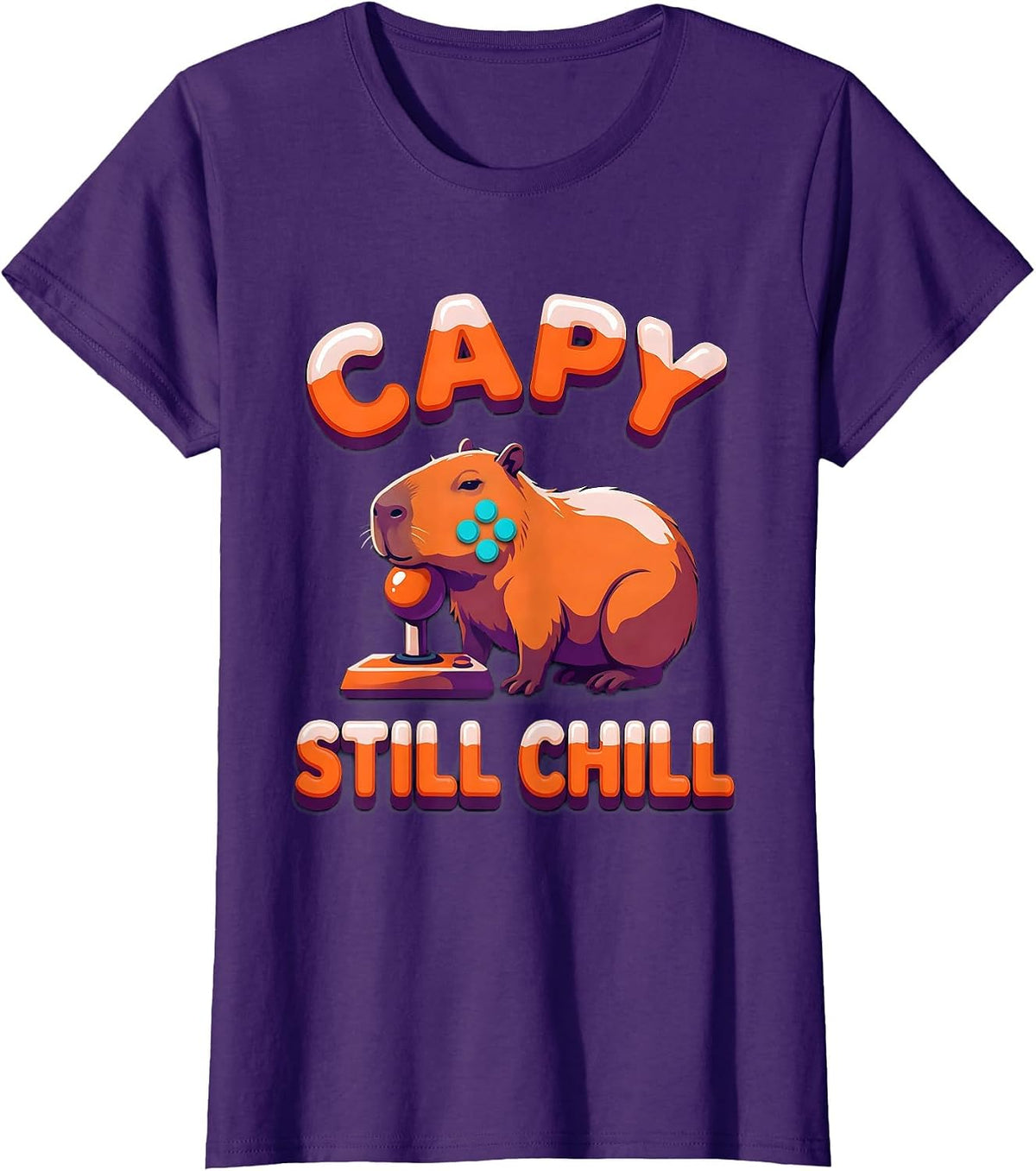 Women's Capy, Still Chill Funny Capybara Gaming Meme Youth T-Shirt - Purple