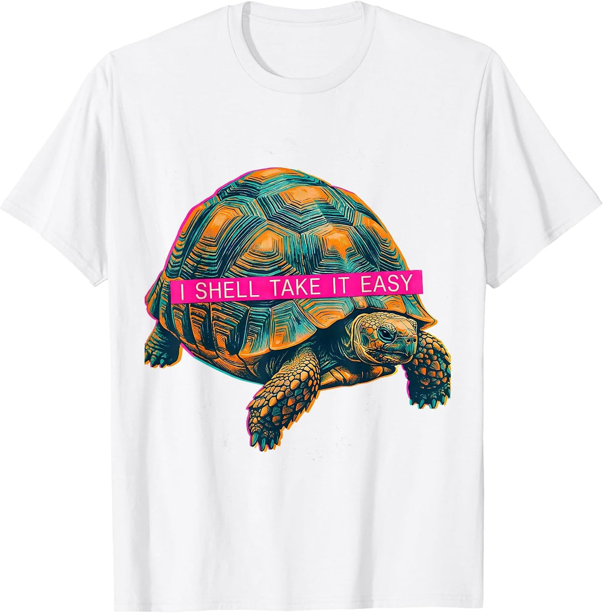 Men's I Shell Take It Easy Funny Tortoise Lover Pet Owner Humor T-Shirt - White