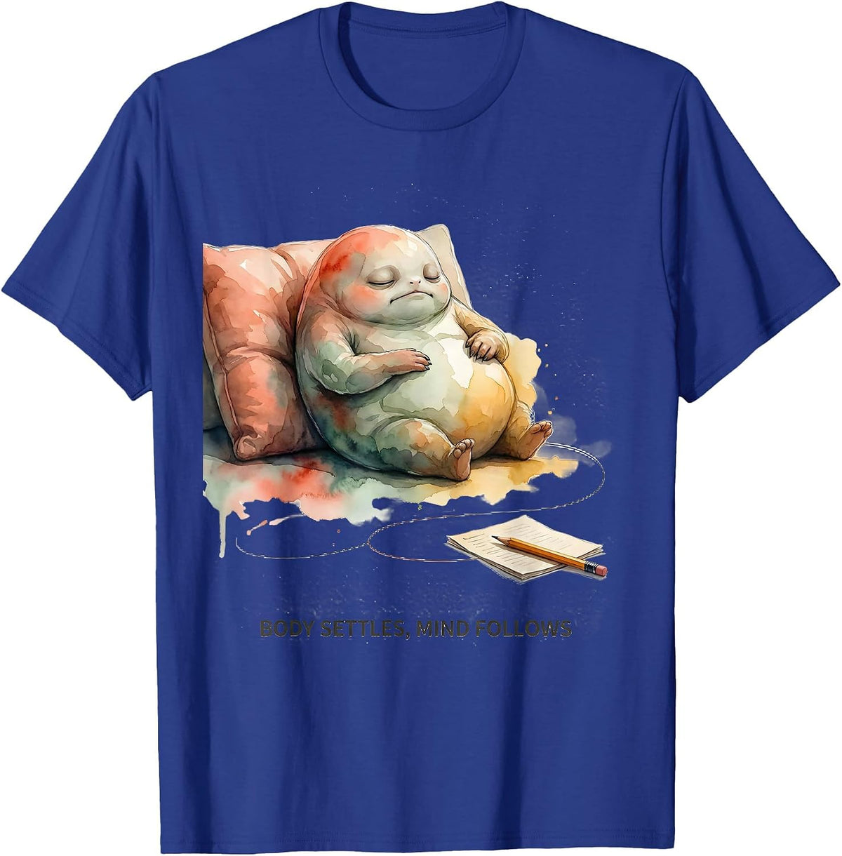 Men's Body Settles Mind Follows Watercolor Occupational Therapy T-Shirt - Royal Blue