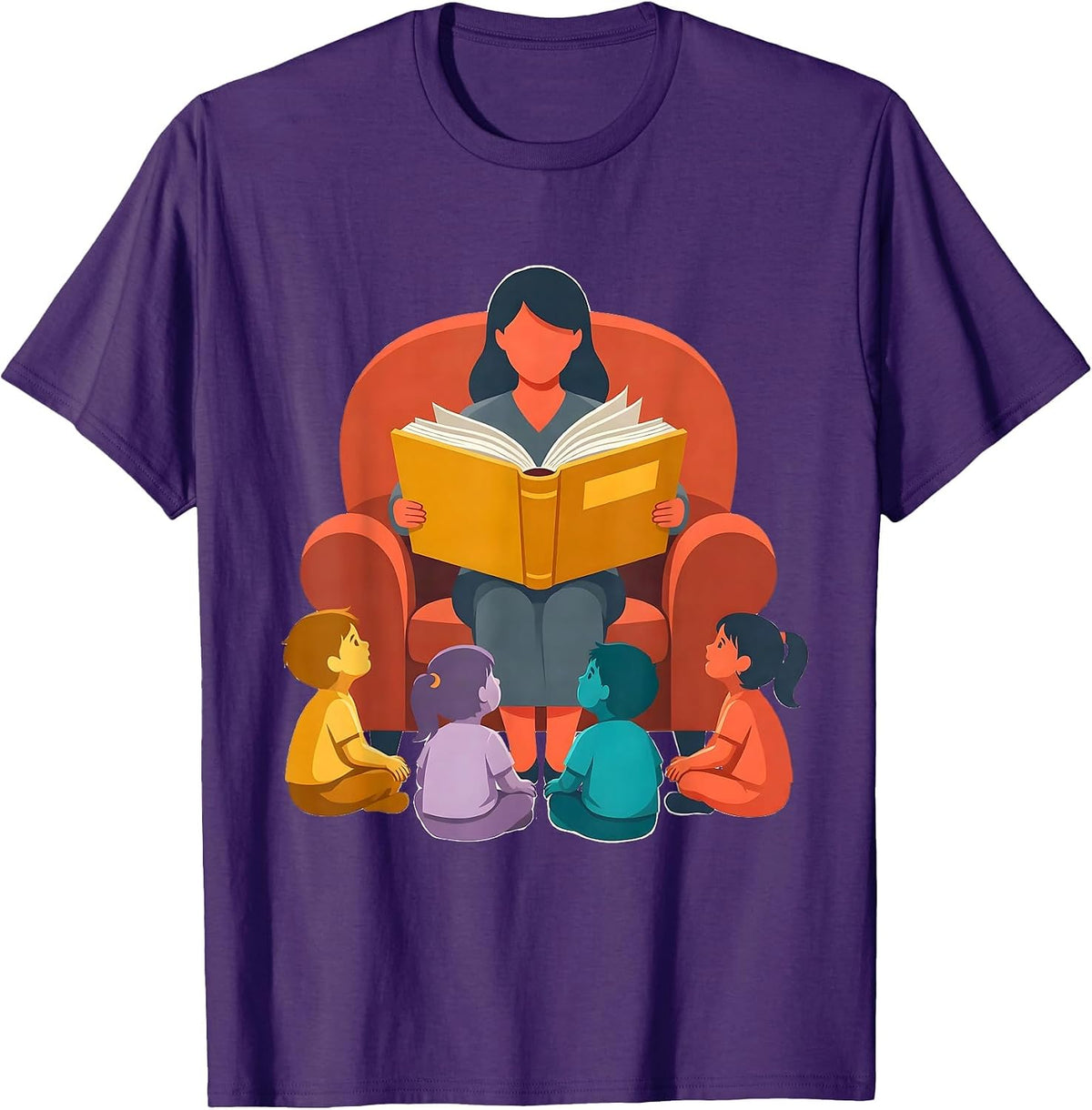 Men's PreK Teacher Reading Storybook to Children Gift T-Shirt - Purple