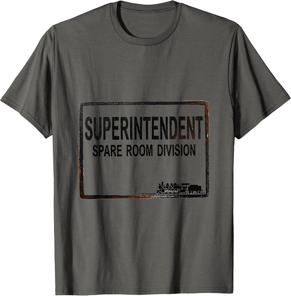 Superintendent Spare Room Division Vintage Steam Train T-Shirt - Asphalt Grey