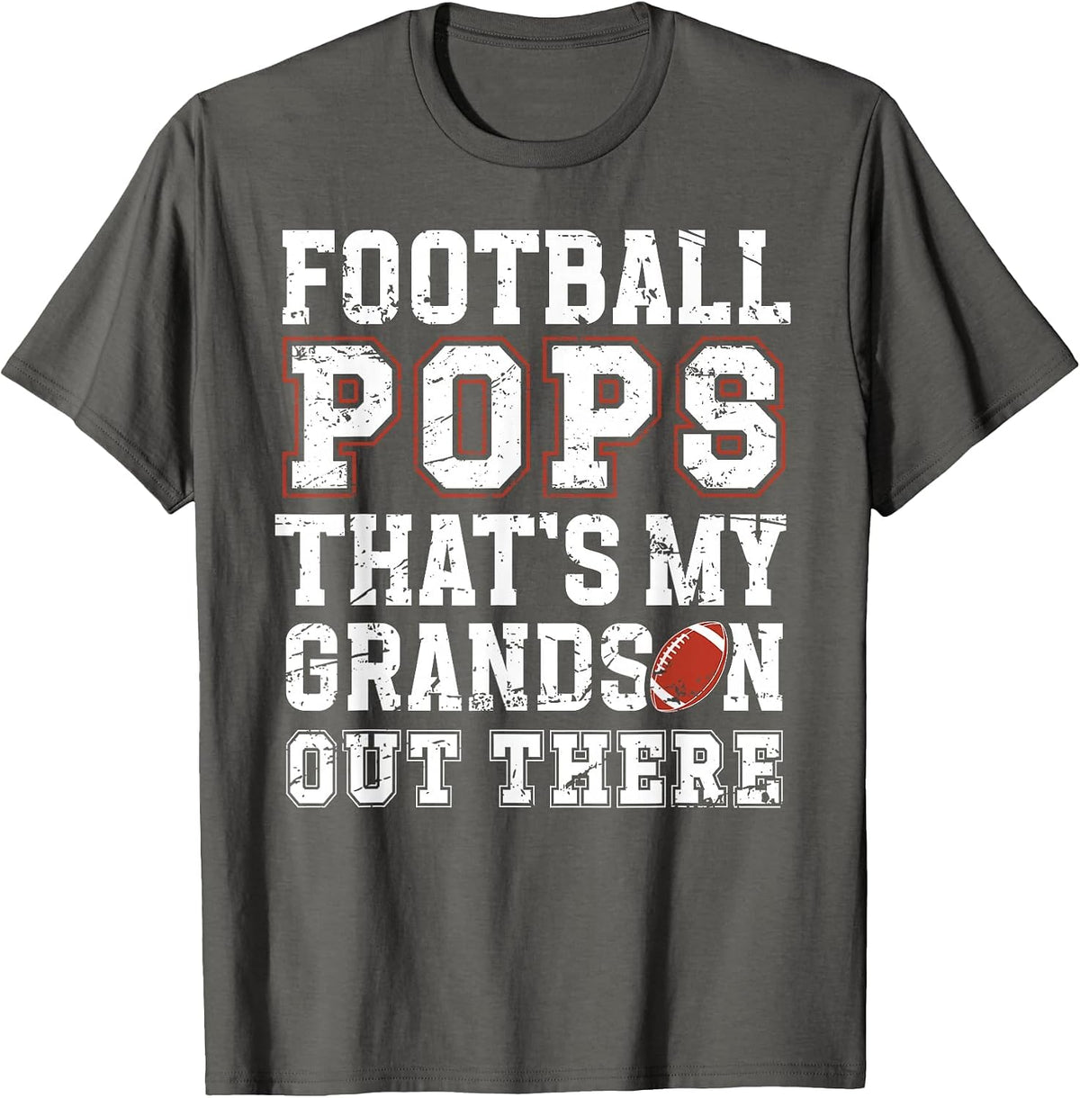 Proud Football Pops of A Football Player Pops T-Shirt - Asphalt Grey