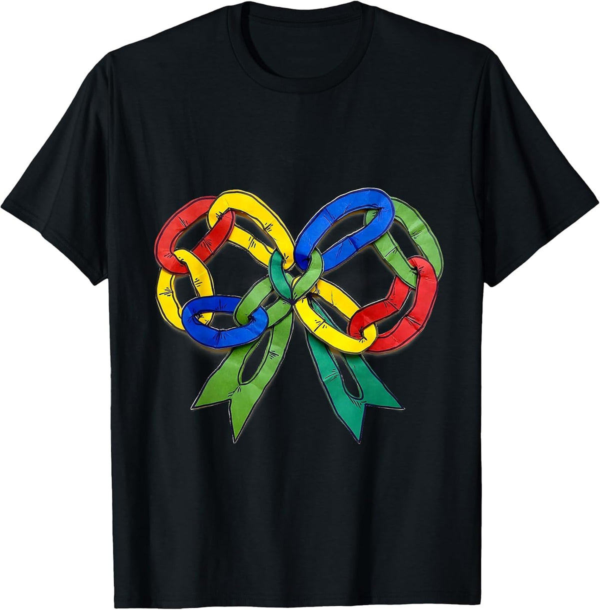 Men's Preschool Teacher Construction Paper Chain Garland T-Shirt - Black