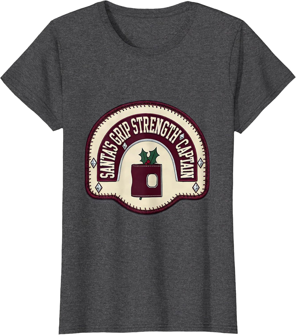 Women's Santa's Grip Strength Captain Occupational Therapy Christmas T-Shirt - Dark Heather Grey