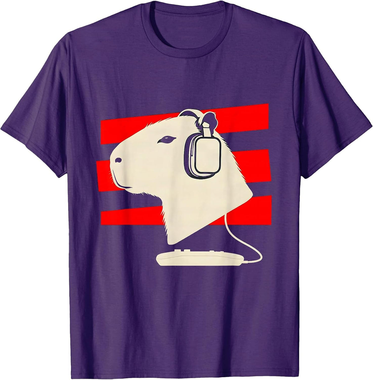 Men's Capybara Gamer Bruh Meme Humor Minimalist T-Shirt - Purple