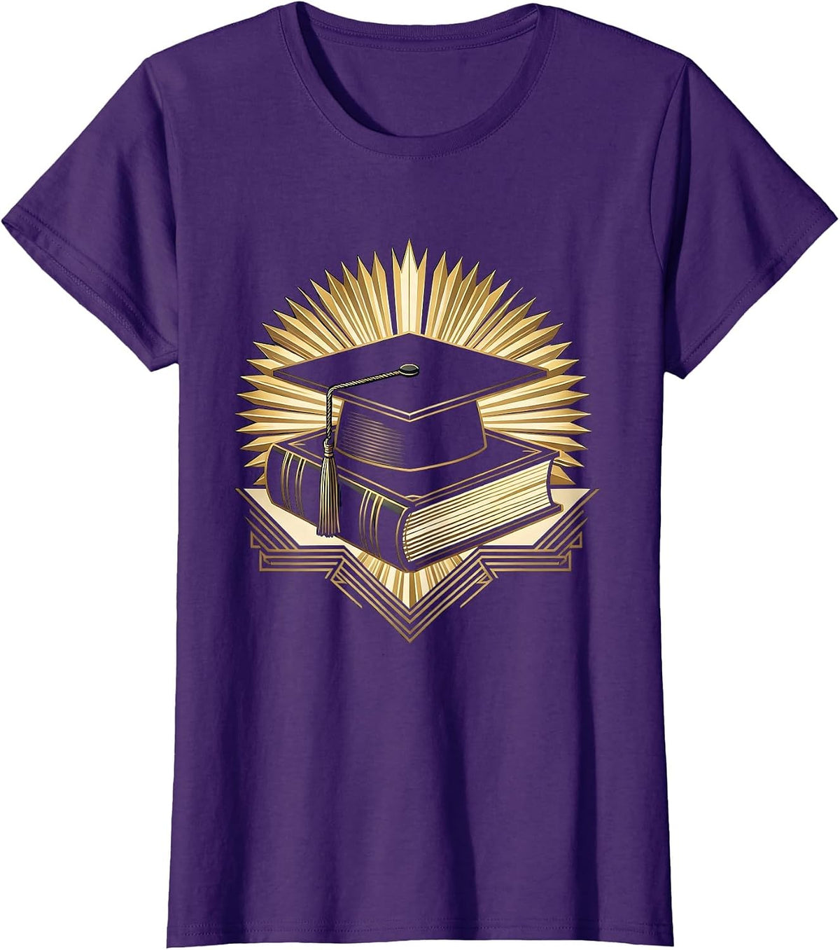 Women's English Teacher Graduation Cap Dictionary Graphic T-Shirt - Purple