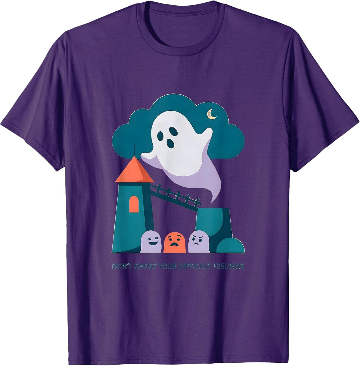 Don't Ghost Your Difficult Feelings Halloween Mental Health T-Shirt - Purple