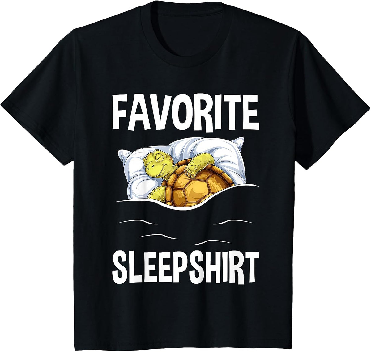 Favorite Sleep with Napping Tortoise Pajama T-Shirt - Black