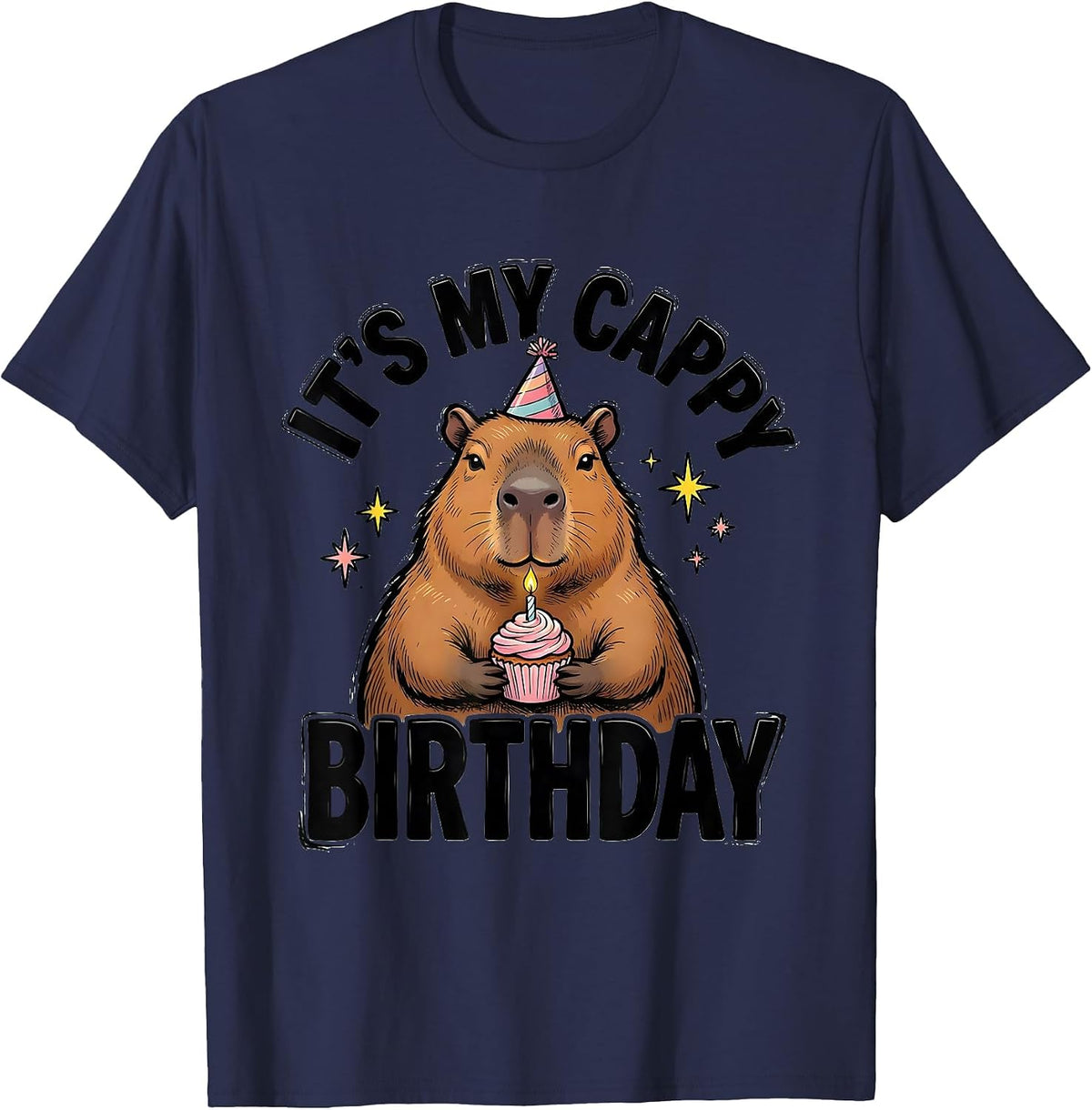 It’s My Cappy Birthday Kawaii Capybara Birthday Gift T-Shirt - Navy Blue