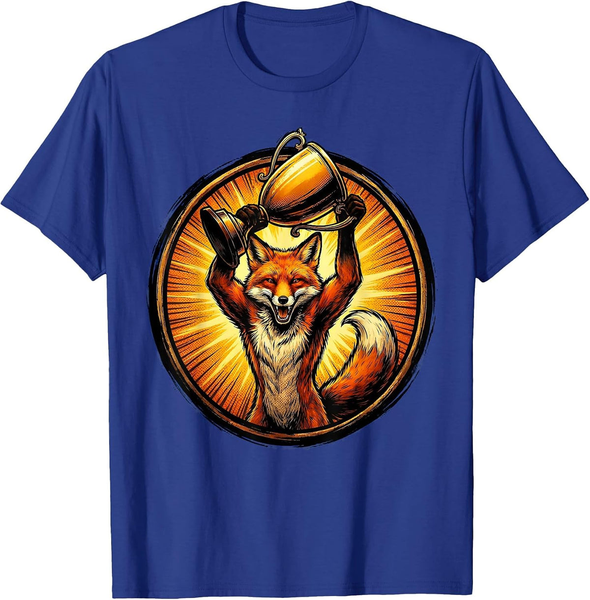 Fifth Grade Fox Trophy Champion Illustration T-Shirt - Royal Blue