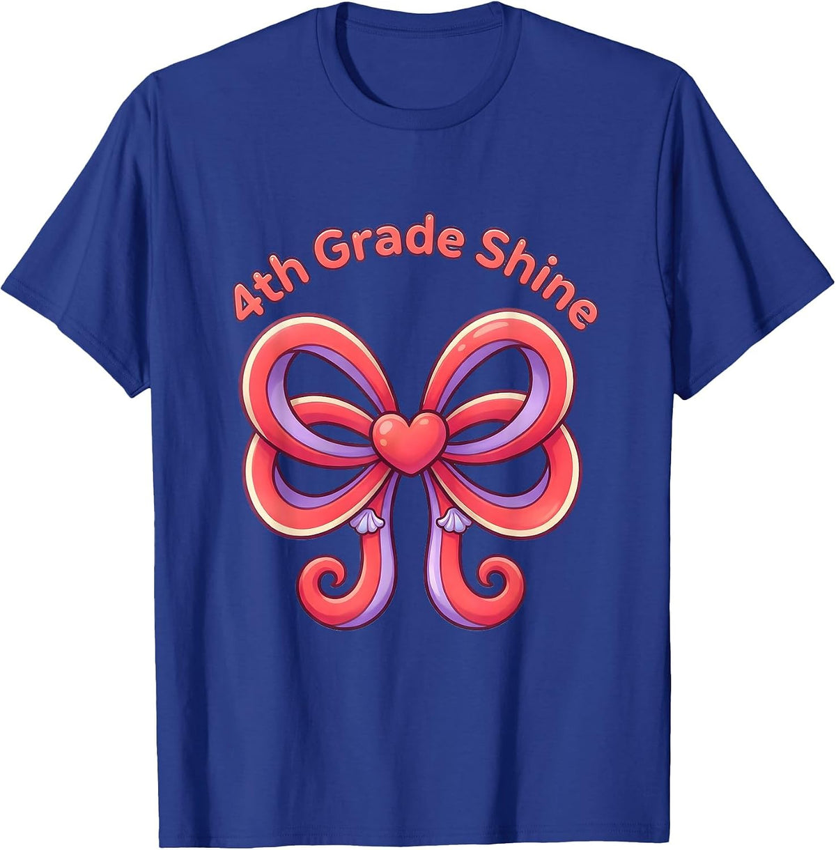 Men's 4th Grade Shine Cute Kawaii Bow Back To School Fourth Grade T-Shirt - Royal Blue