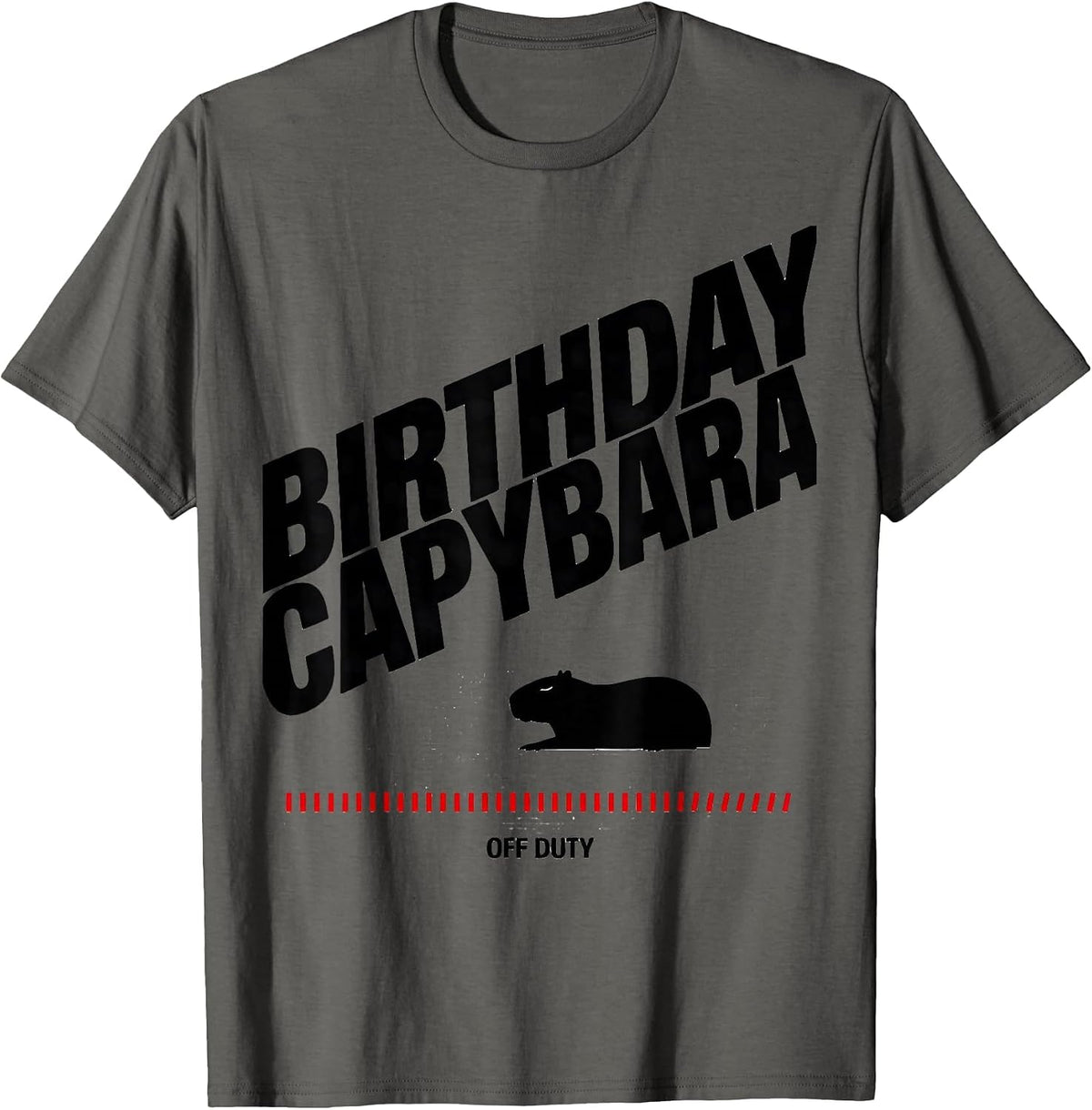 Men's Birthday Capybara Off Duty Funny Animal Meme Novelty T-Shirt - Asphalt Grey