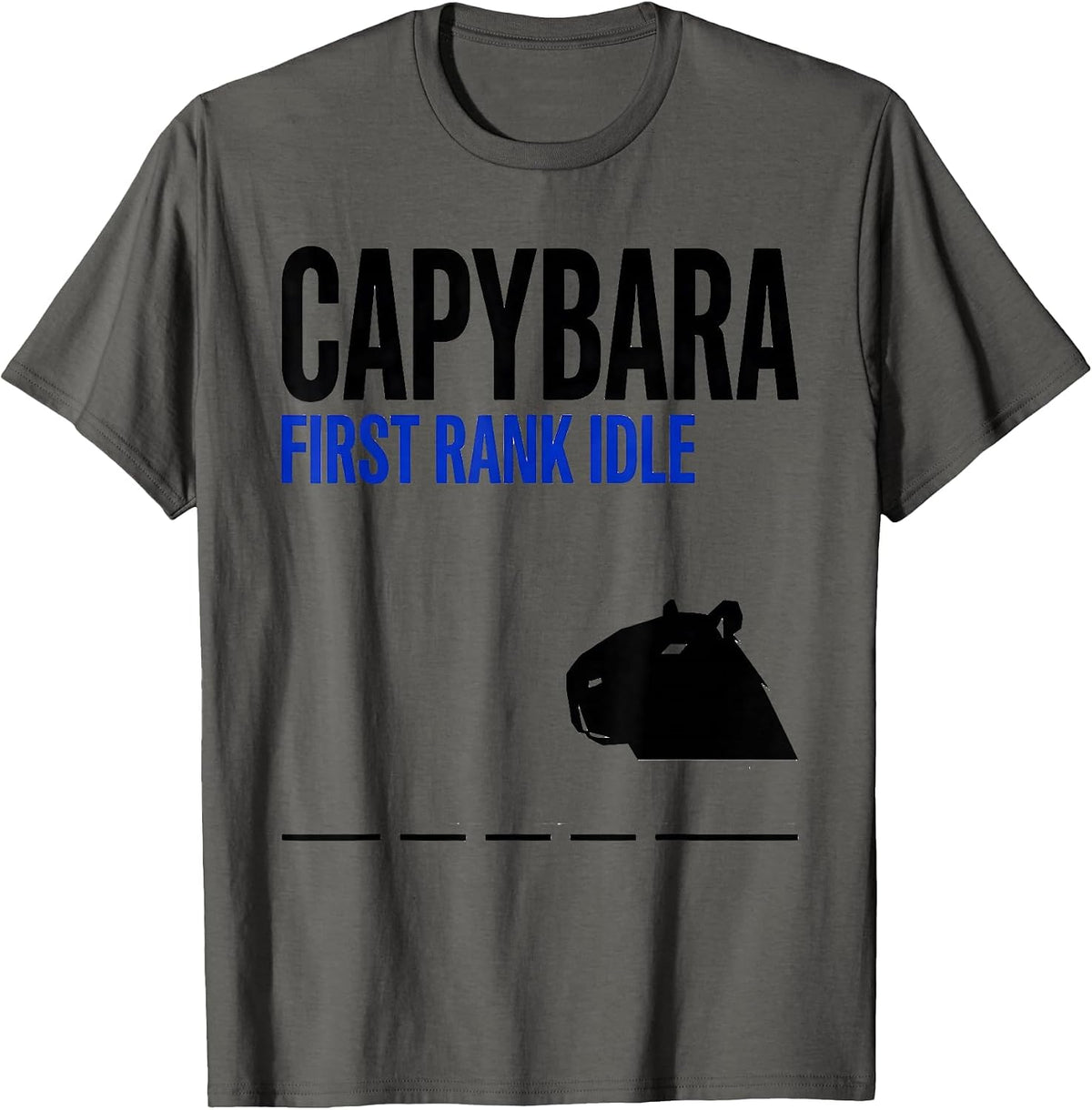 Capybara First Rank Idle Funny Animal Humor Meme T-Shirt - Asphalt Grey