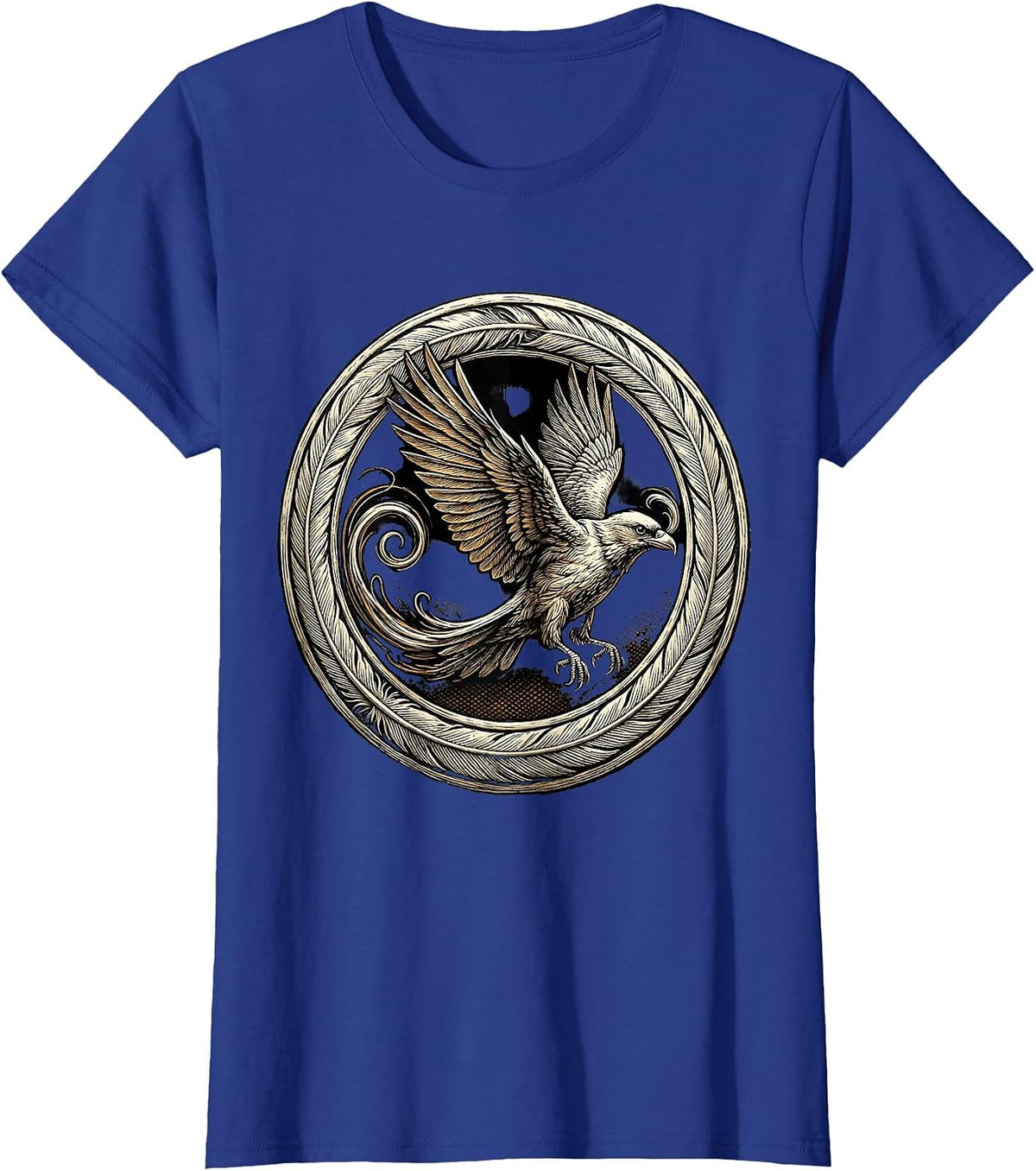 Women's English Teacher Cursive Bird Transformation Art T-Shirt - Royal Blue