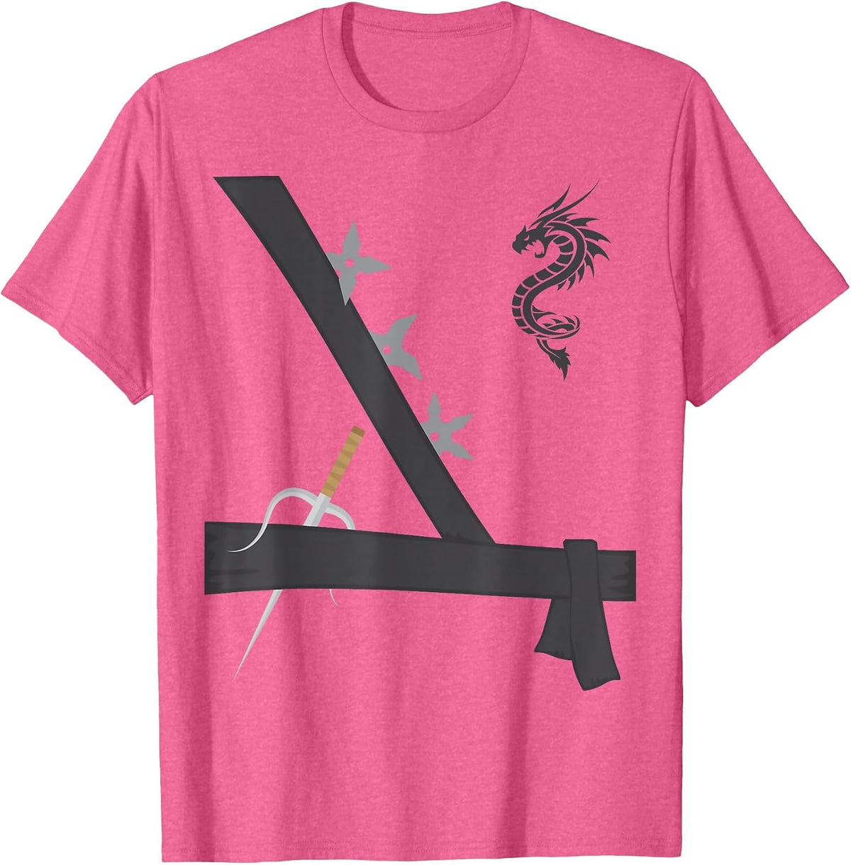 Boys Ninja Costume Easy Last Minute Halloween T-Shirt - Pink Heather