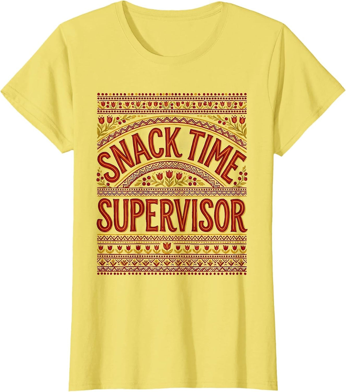 Snack Time Supervisor Prek Teacher Design T-Shirt - Lemon Yellow