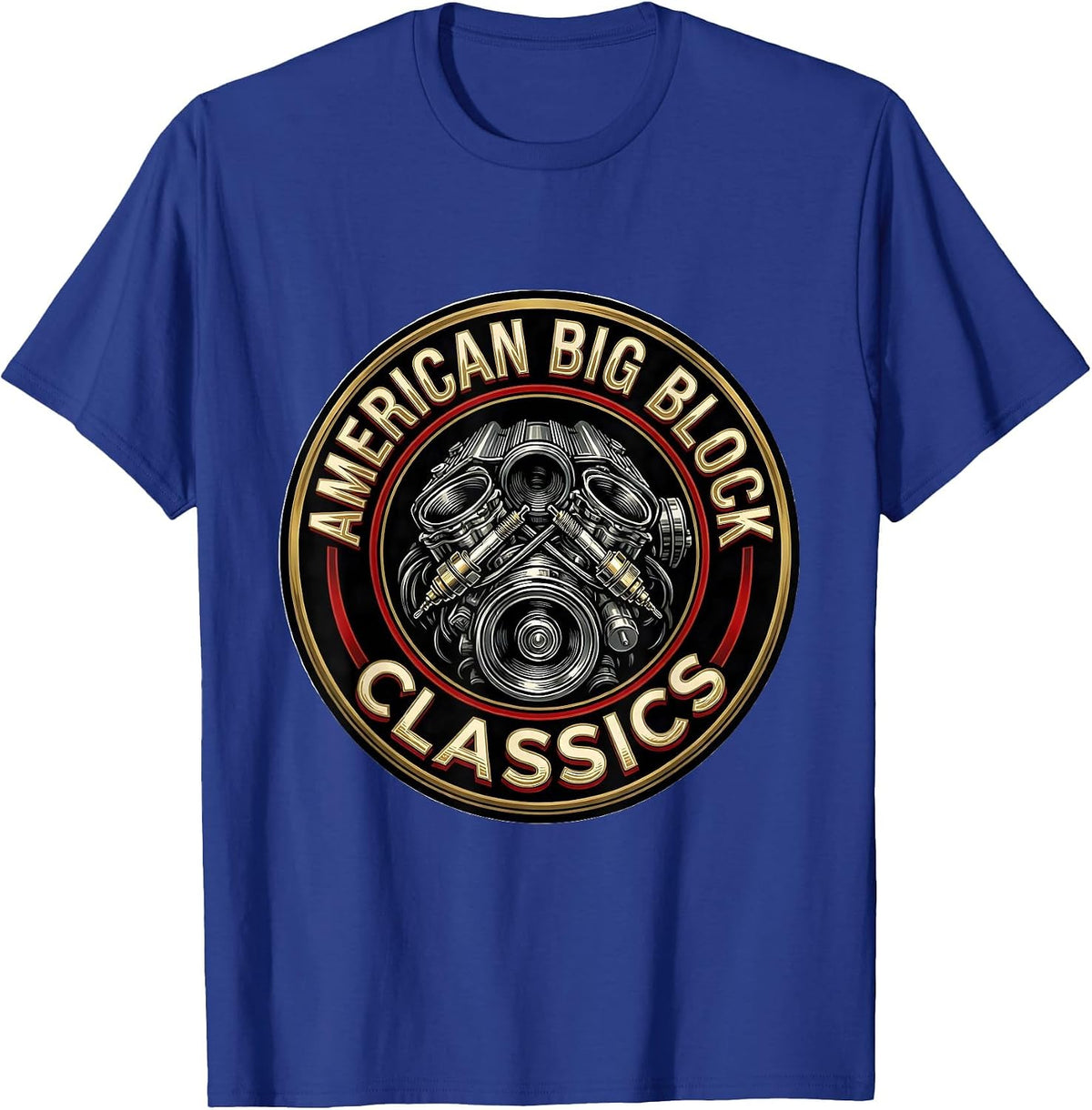 Men's American Big Block Classics Classic Muscle Car Enthusiast T-Shirt - Royal Blue