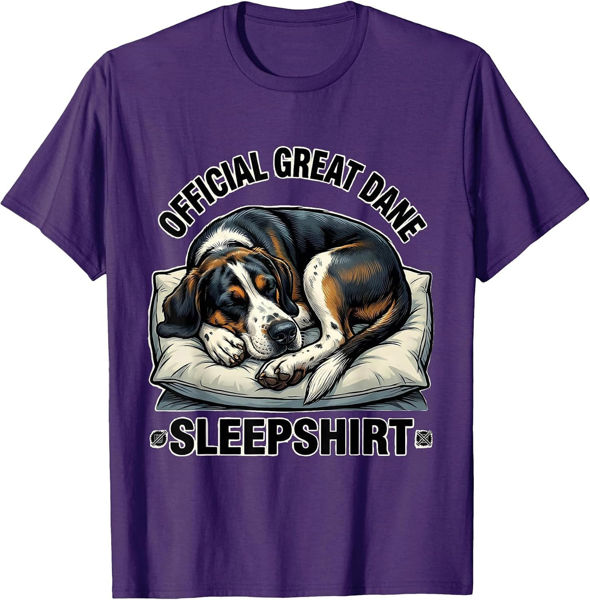 Official Great Dane Sleepshirt Cartoon Dog Lover Napping T-Shirt - Purple