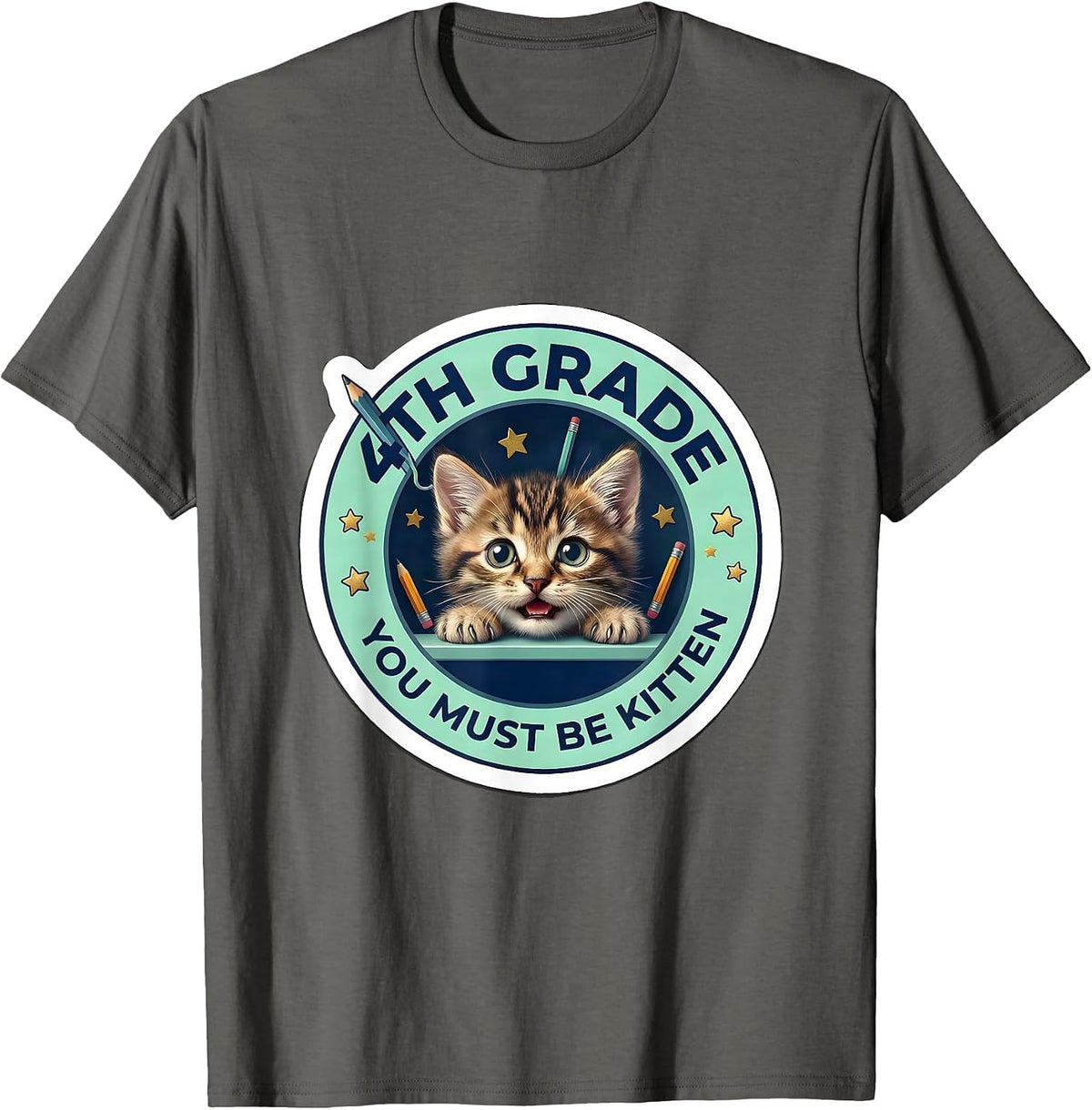 4th Grade You Must Be Kitten Cute Cat Lover Back To School T-Shirt - Asphalt Grey