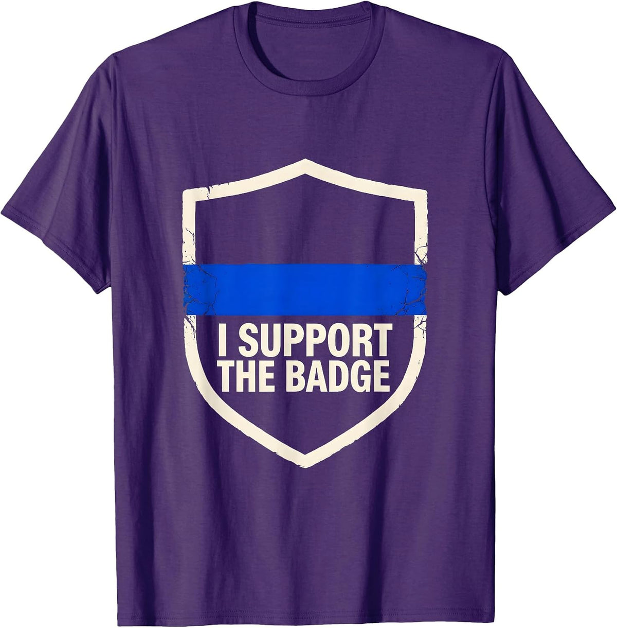Men's I Support The Badge Thin Blue Line Police Support Family T-Shirt - Purple