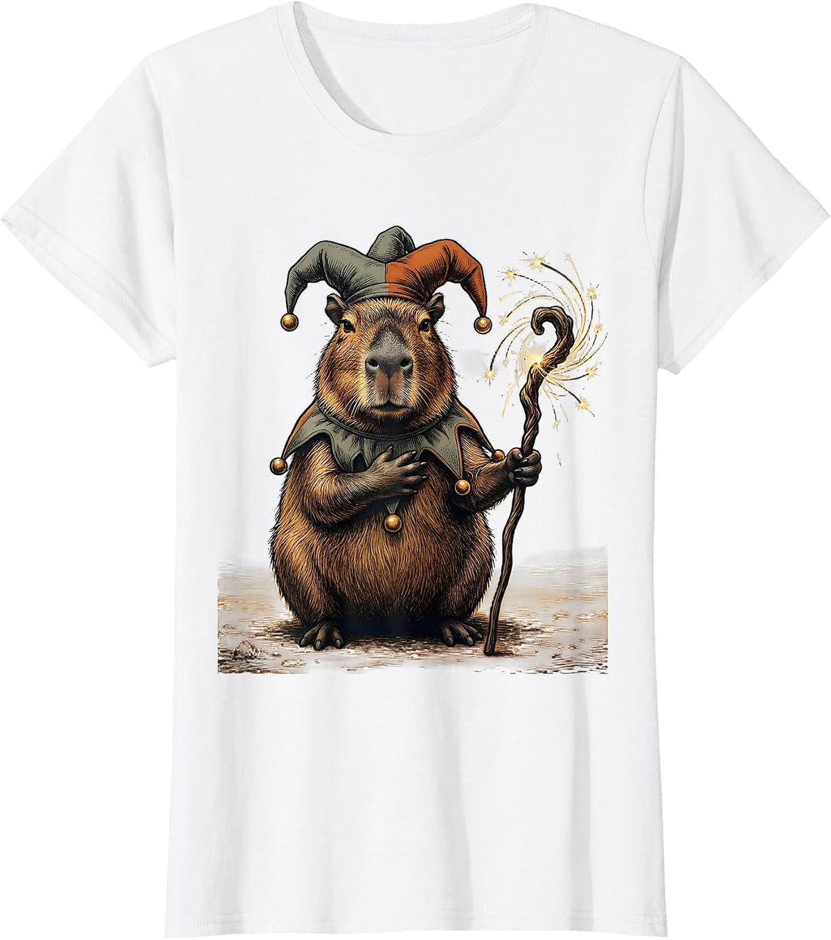 Women's Capybara Court Jester Autism Meme Humor T-Shirt - White