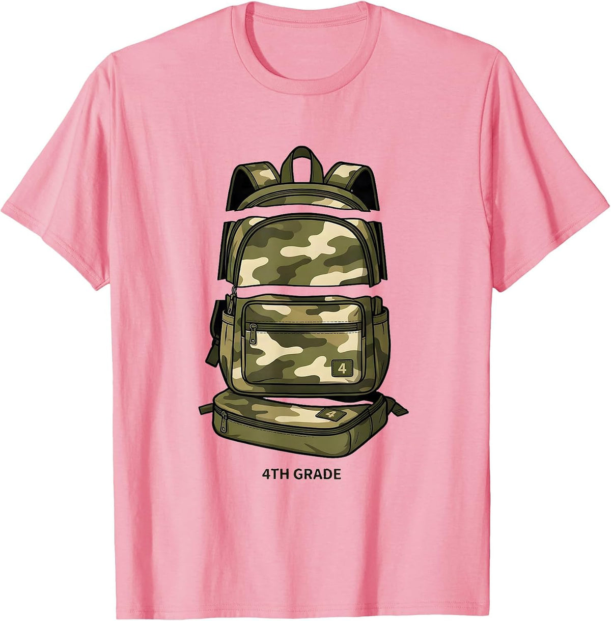 Men's 4th Grade Camo Back To School Boy Teacher Grade Level T-Shirt - Pink