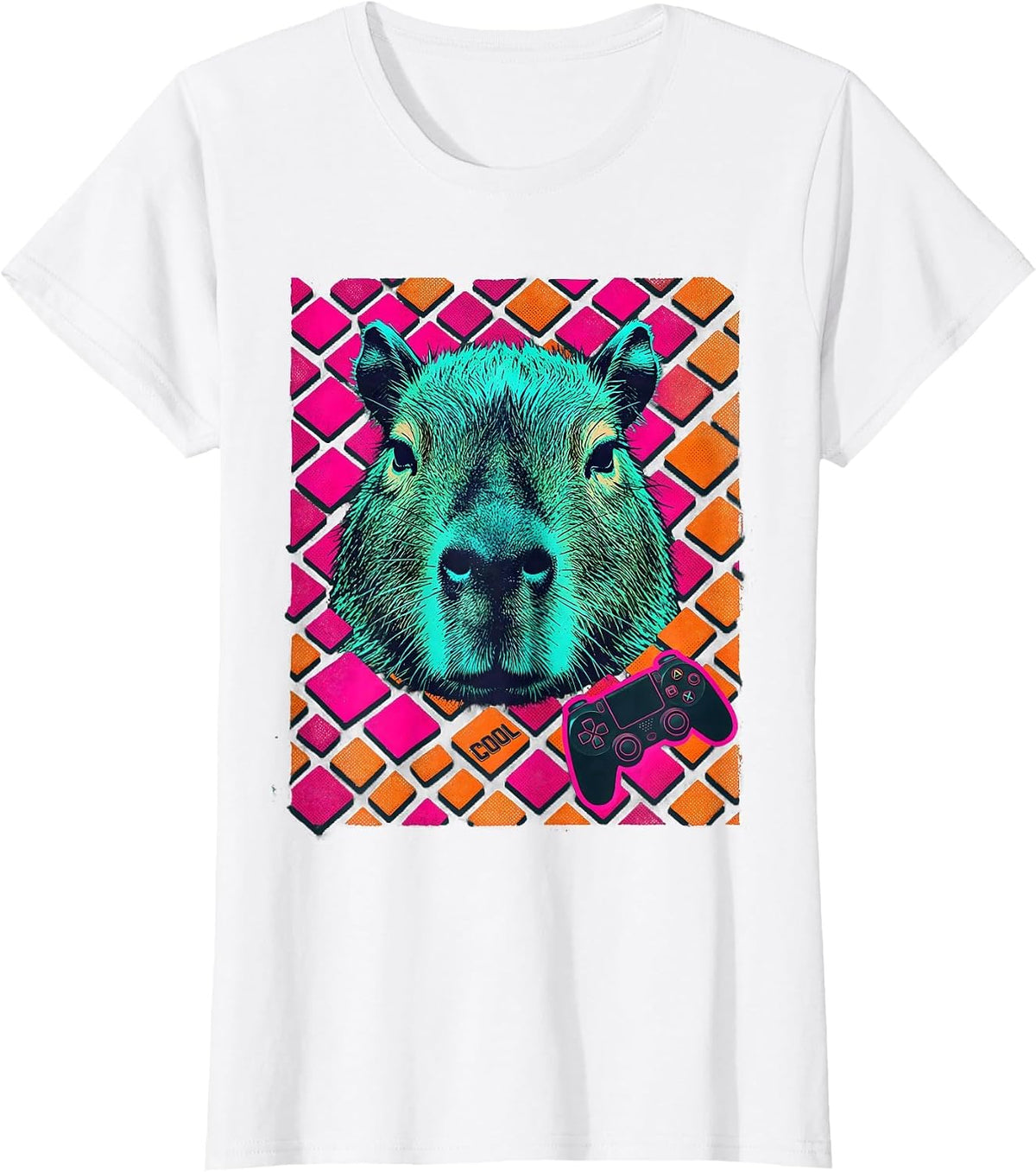 Women's cool Funny Capybara Gamer Meme Humor Video Games T-Shirt - White