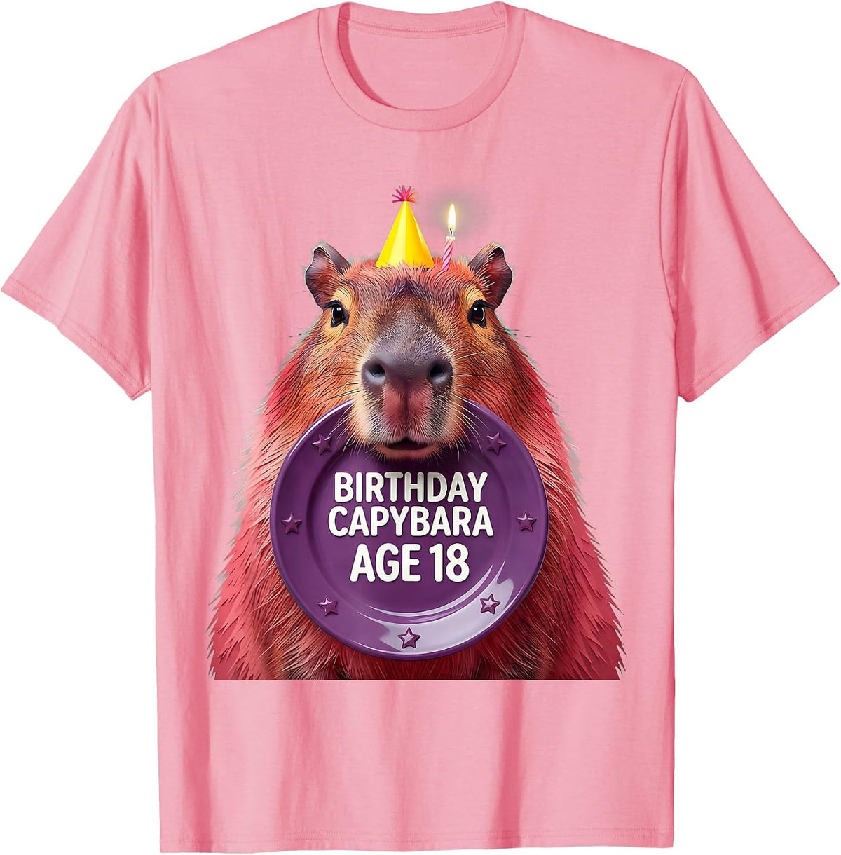 Men's Birthday Capybara Age 18 Kawaii Pun Gift T-Shirt - Pink