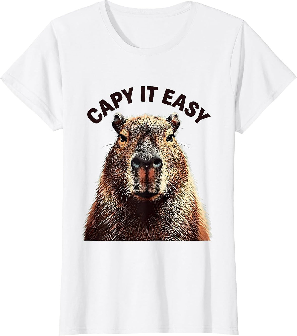 Capy It Easy Funny Capybara Meme Gamer Animal Humor T-Shirt - White
